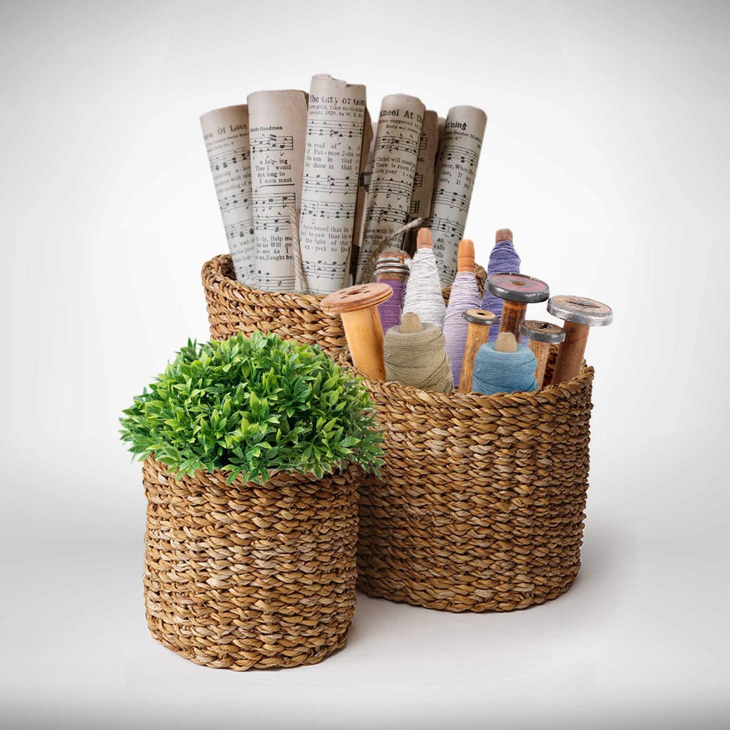 Seagrass Small Round Baskets / Set of 3