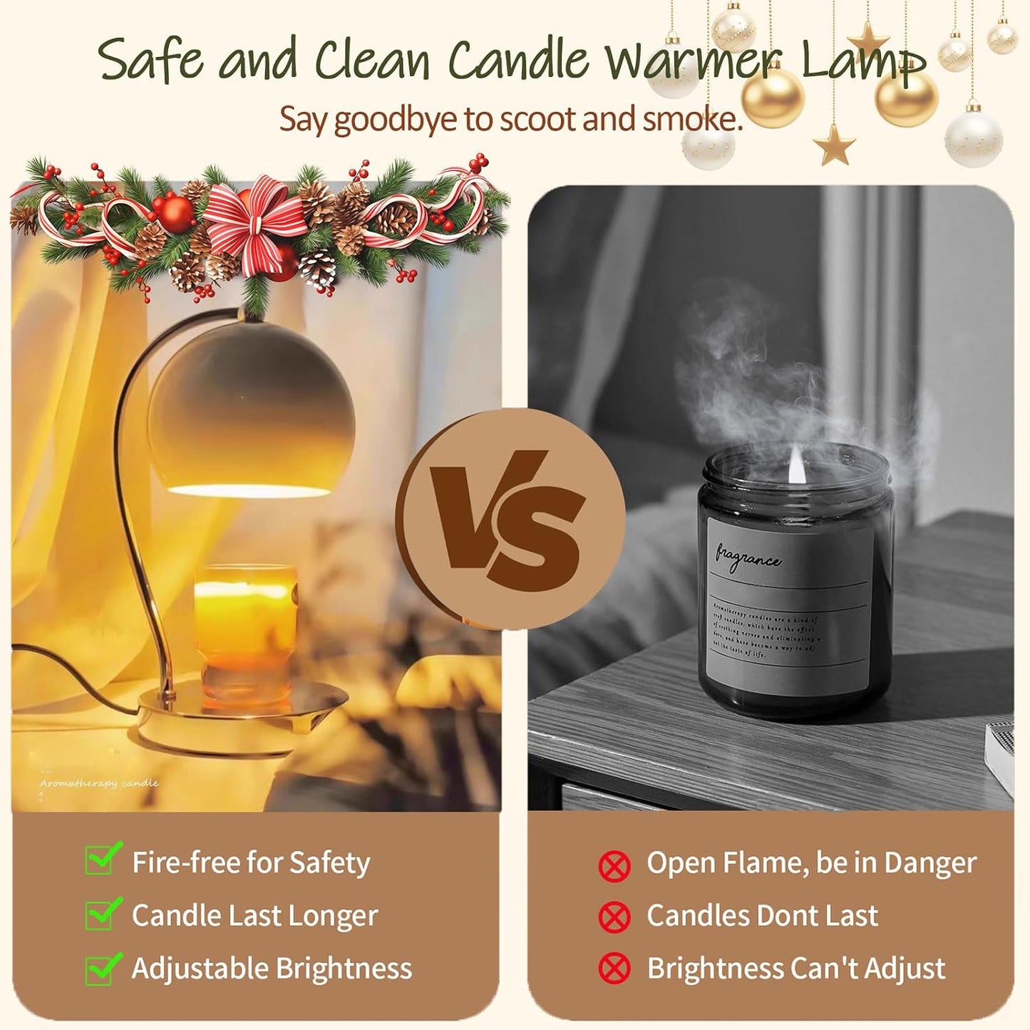 Modern Wide Base Candle Warmer Lamp, Timer/Dimmer (White) | Sleek white wide-base candle warmer with top-down wax