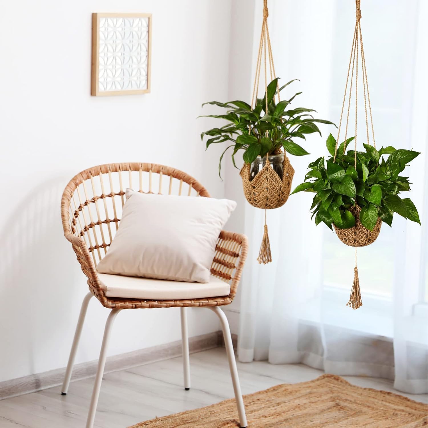Boho Macrame Plant Hanger / Brown / Classic / Set of 3