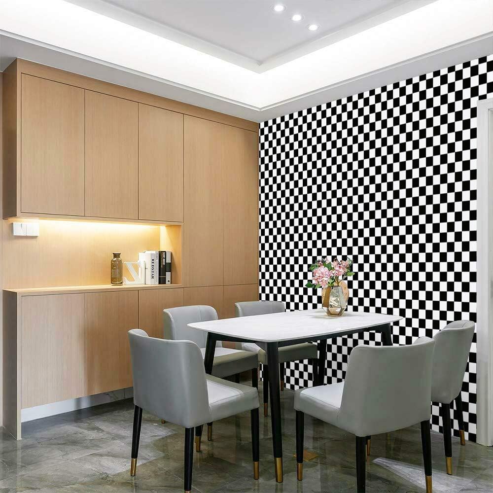 17.7''x197'' and White Peel and Stick Wallpaper Self Adhesive Removable Contact / 17.7 x 197 / Black
