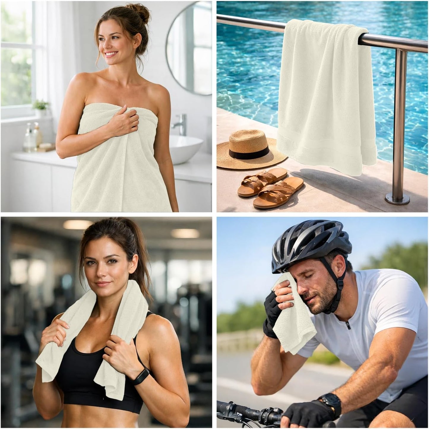 DAN RIVER 8 Piece Luxury Bath Towels for Bathroom, Towel Set, Ivory | 2 Bath towels, 2 Hand towels, and 4 Wash Cloths