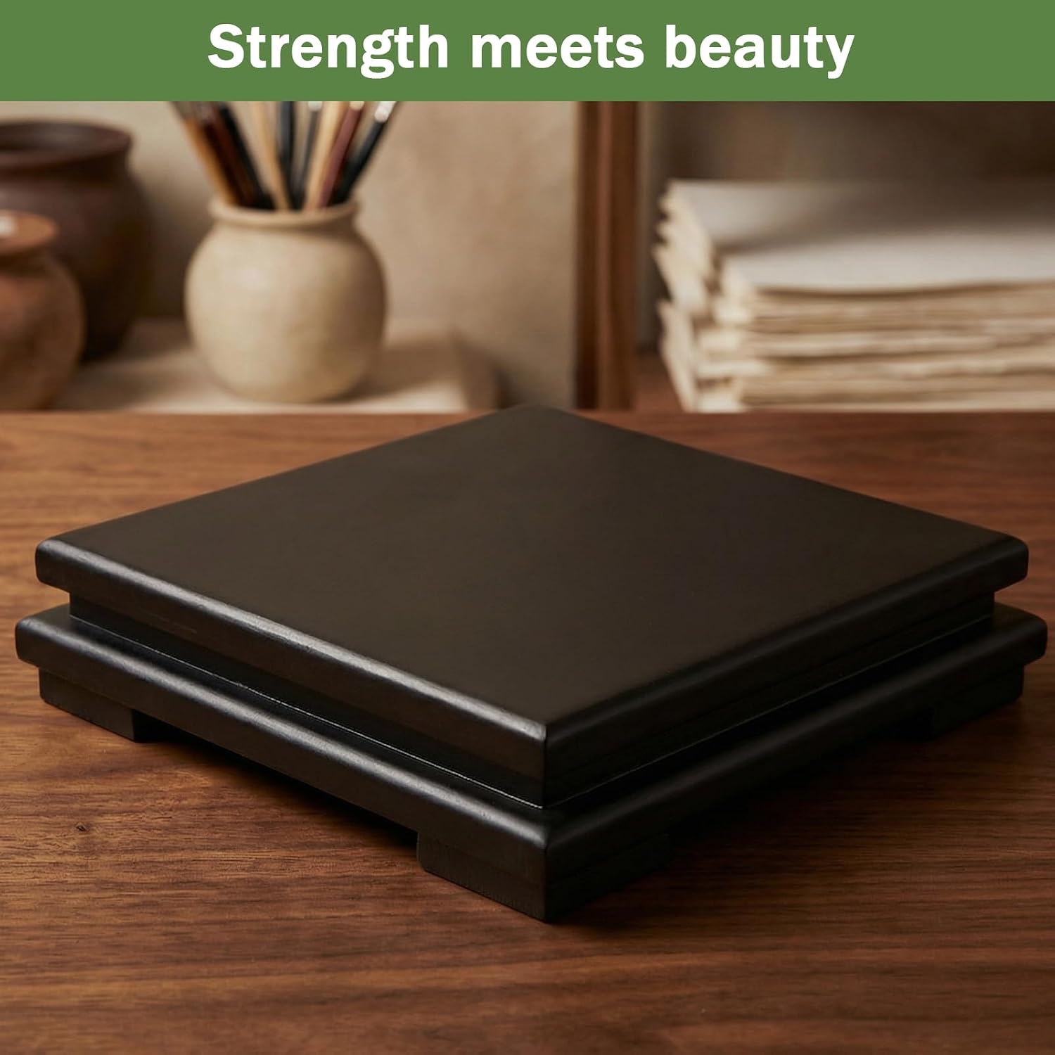 Square Wooden Display Stand / 6.7 x 6.7 x 2 / Set of 2