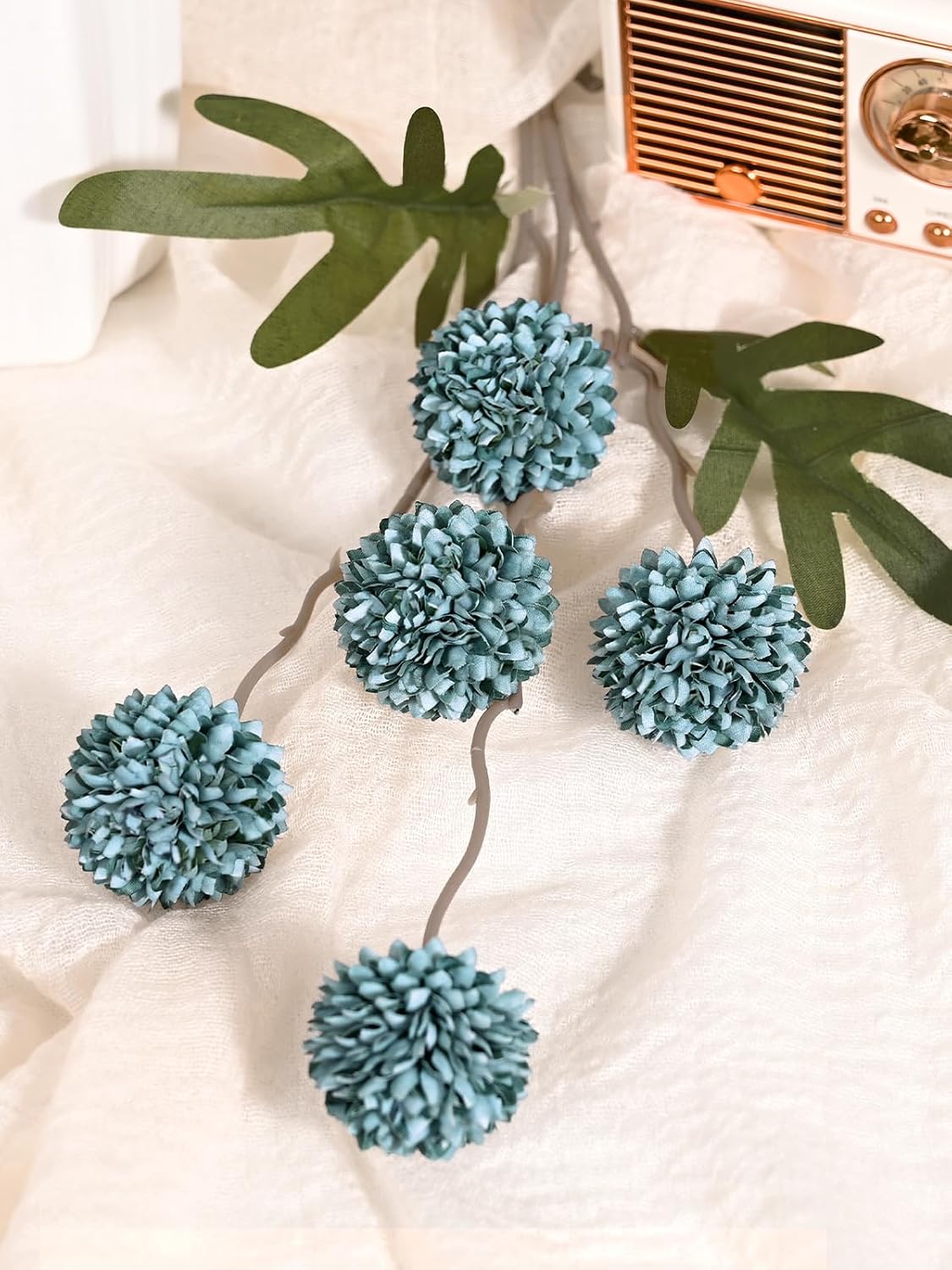 Fake Silk Pompon Mum Artificial Flowers / Blue / Set of 10