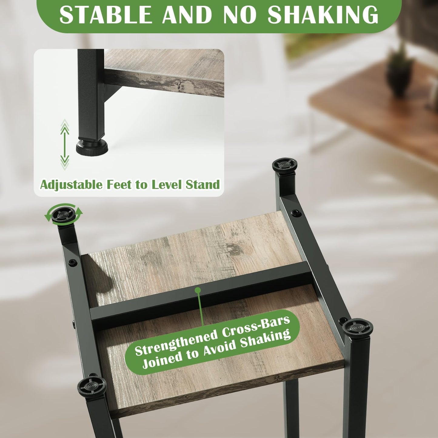 Dipion 40 Inch Extra Tall Plant Stand Indoor,2 Tier Pedestal Stand,Greige | Rock-Solid Stability,Adjustable