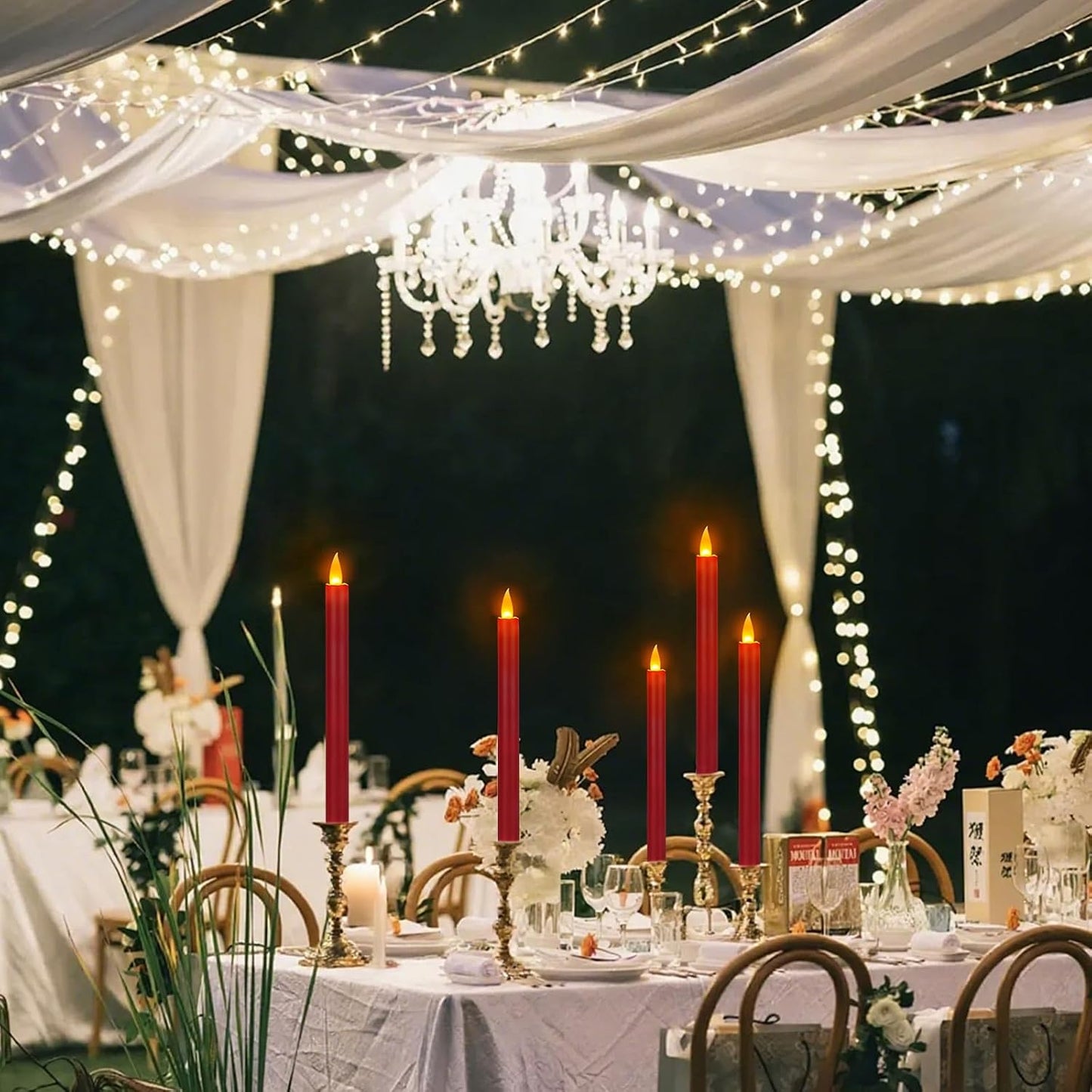 wemarry Flameless Taper Candles 10" Dripless Battery Operated Taper Candles Included Remote Timer 400+ Hours by 2AA