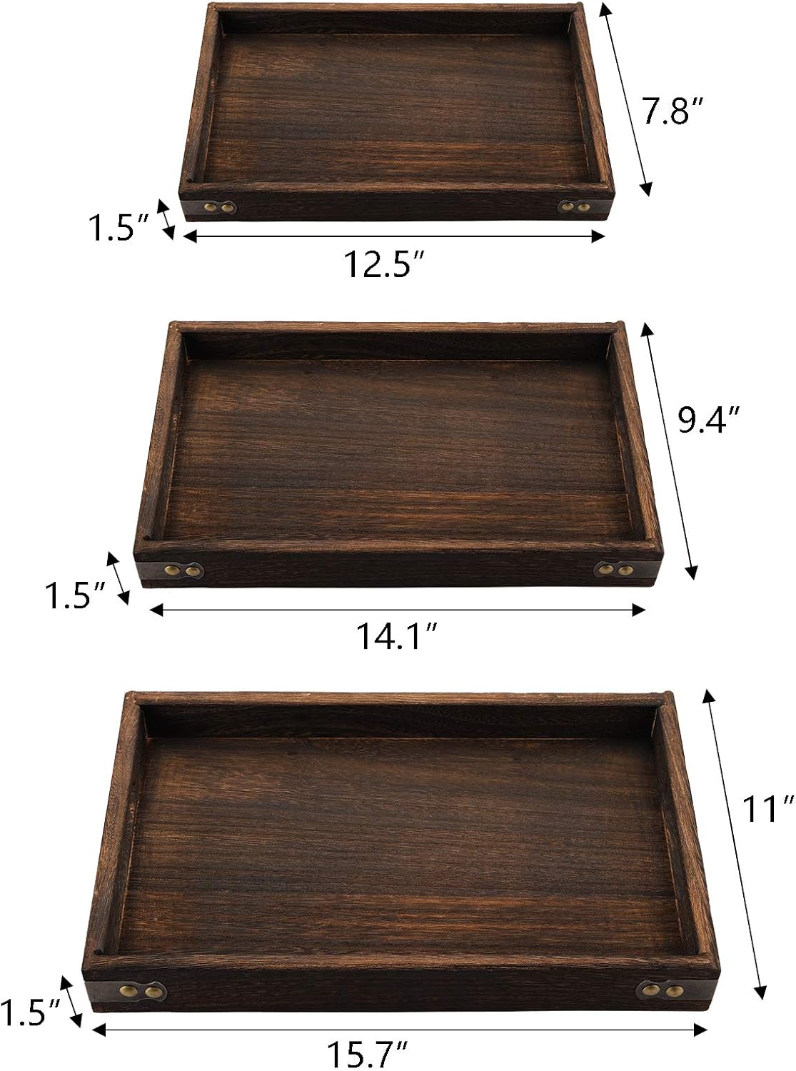 Wood Serving Tray / Set of 3