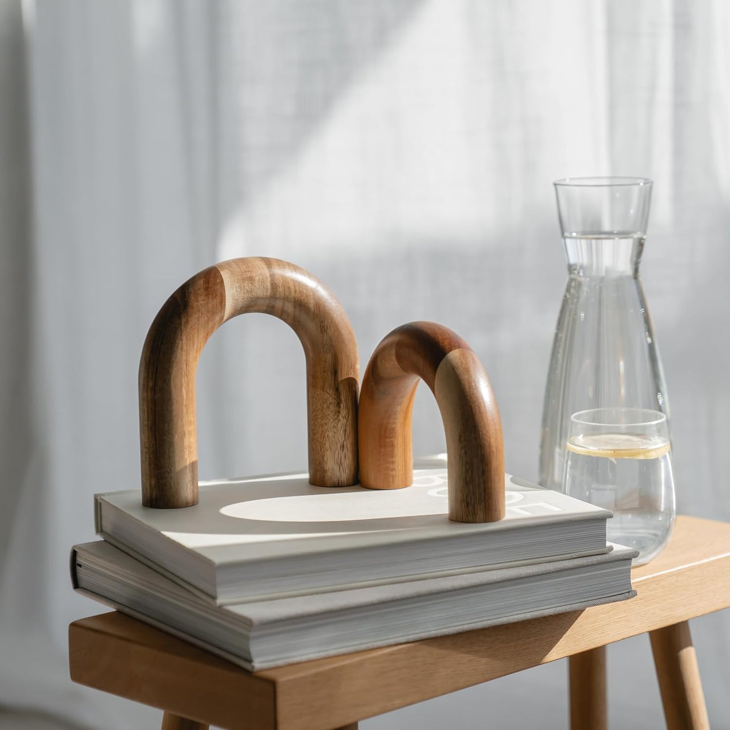 Wood Arch Bookshelf Decor / Brown / 2-piece
