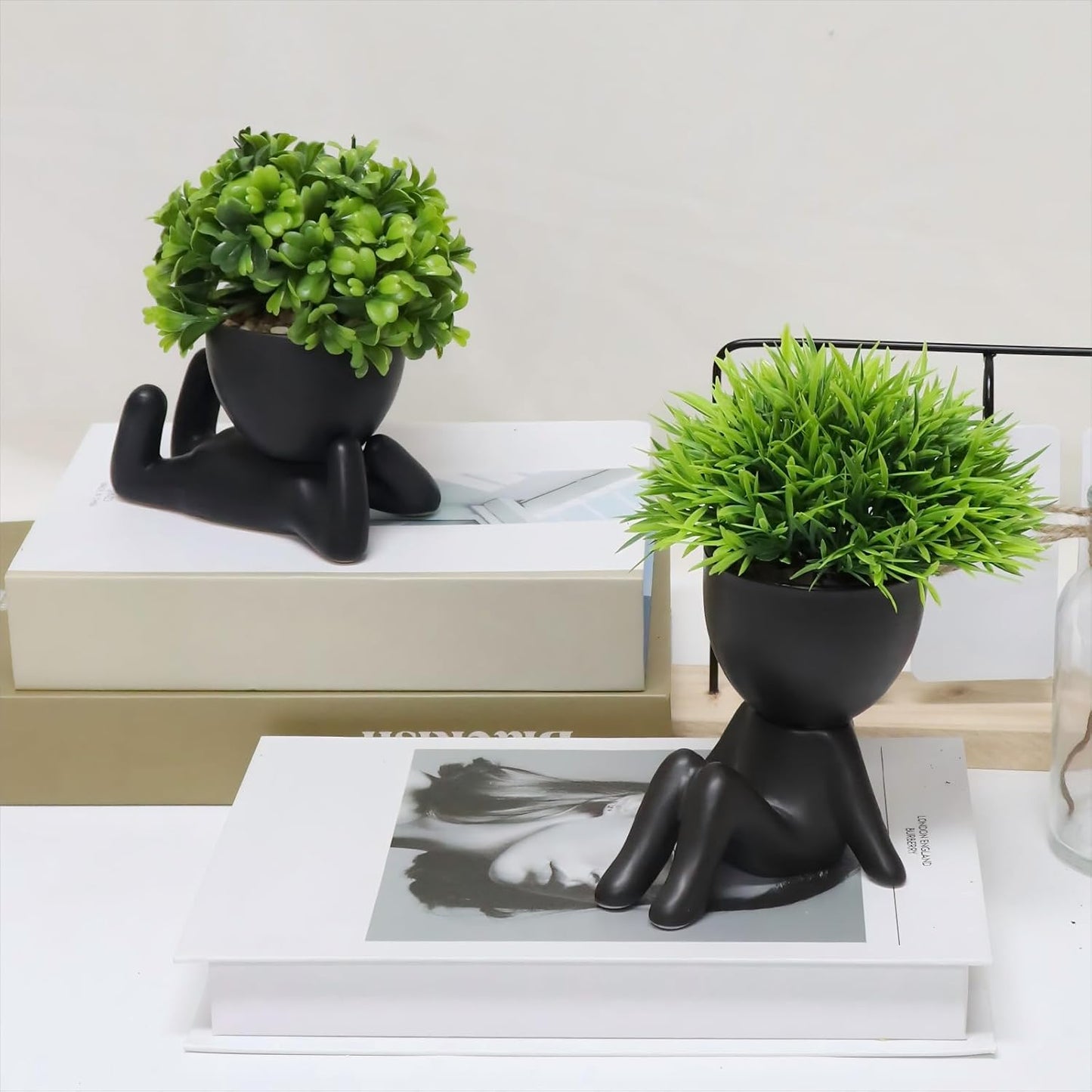 Artificial Mini Succulent Plants / Black / Set of 4