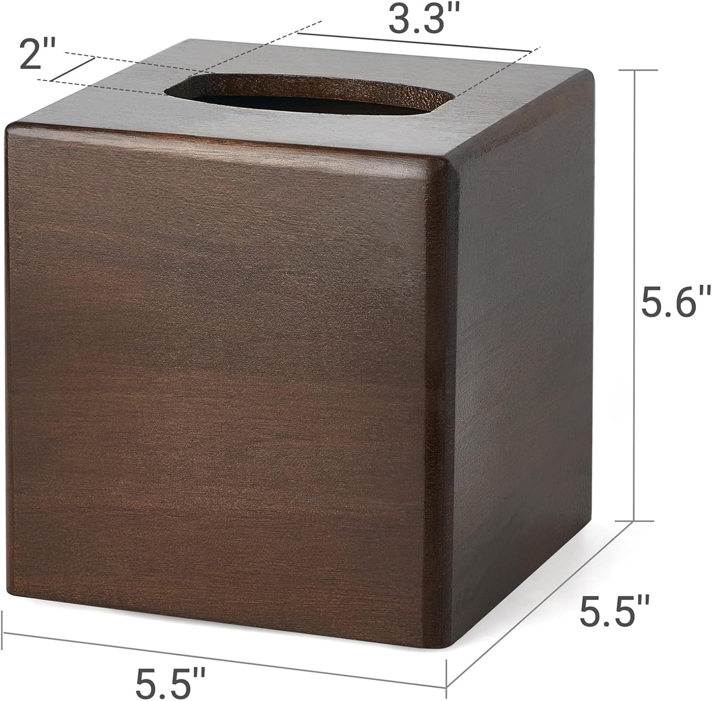 Tissue Box Cover Square Open-Bottom Wood Tissue Box Holder Decorative Facial Cube / Dark Brown