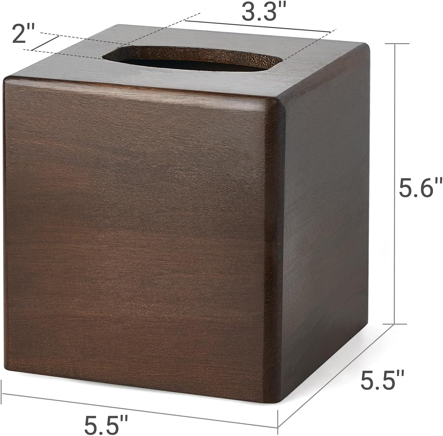 Tissue Box Cover Square Open-Bottom Wood Tissue Box Holder Decorative Facial Cube / Dark Brown
