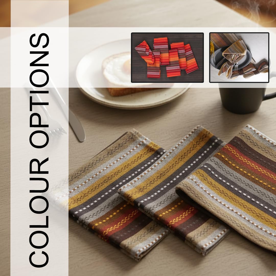 LFH Home Cotton Rich Cloth Salsa Napkin Set of 24 Washable Soft Durable Striped Table Napkins for Dining Wedding, Daily