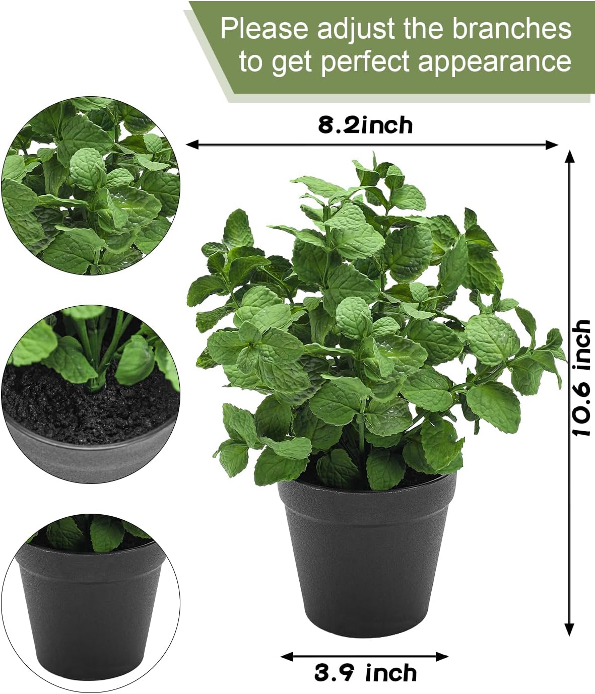 Small Fake Plants Artificial Potted Plants / Mint