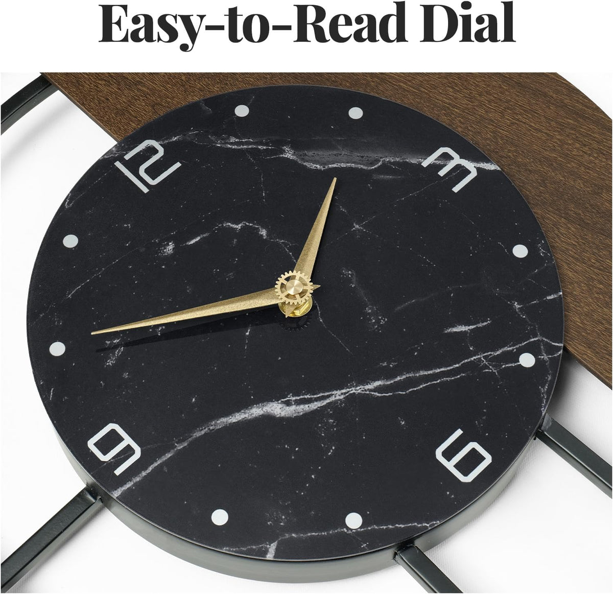 Cuspin Large Wall Clock 30 Inch, Modern Walnut Marble Dial Decorative Clock | Battery operated, silent non ticking