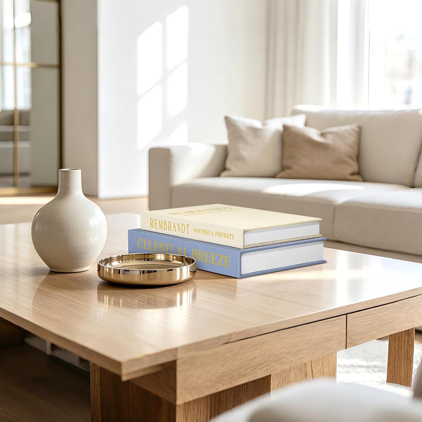 Faux Storage Boxes / Blue-beige-off-white / Set of 3