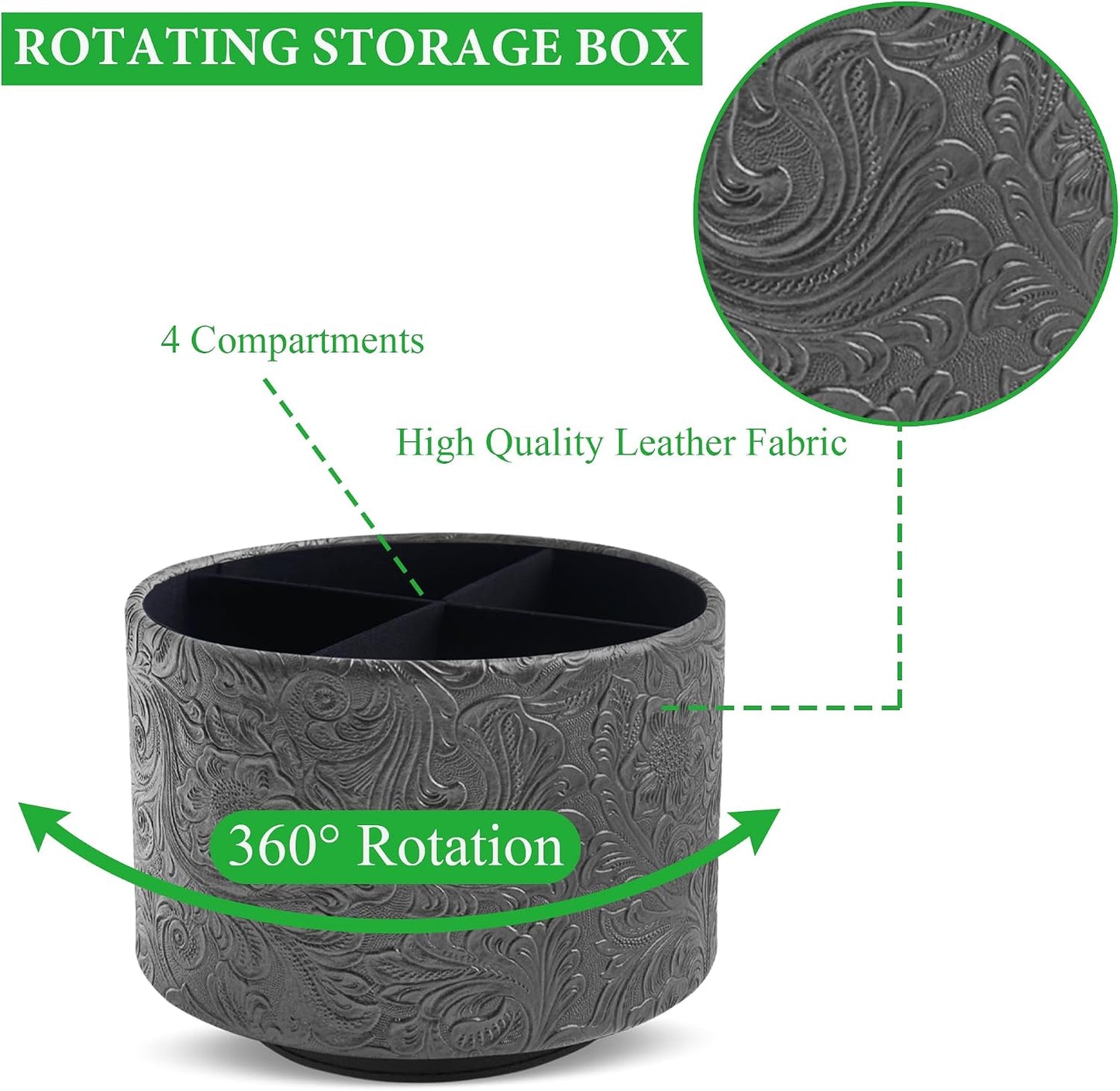 Remote Control Holder / 1-carved Black / 360 Degree Rotation