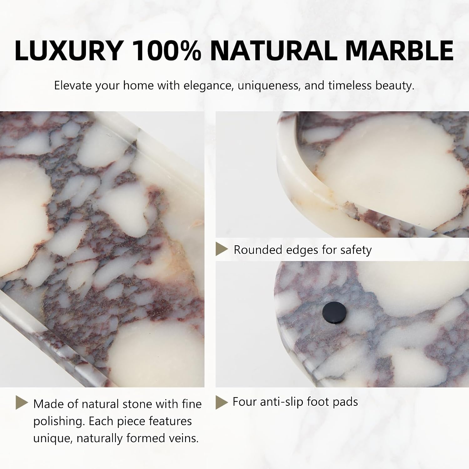 Oval Marble Tray / 11.8 x 5.9 x 0.7 / Oval-calacatta Viola / Natural