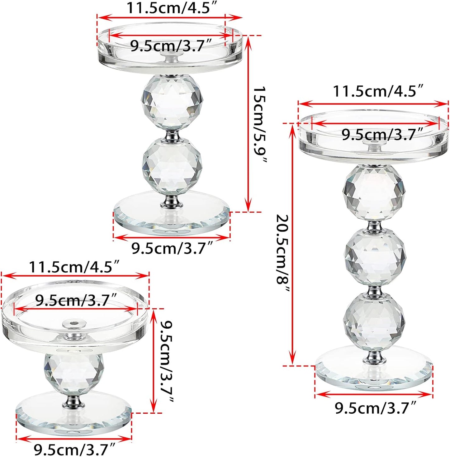 OwnMy Crystal Glass Pillar Candlestick Holders Pillar Candle Holders Sets | Clear Glass Tealight Holders Votive Candle