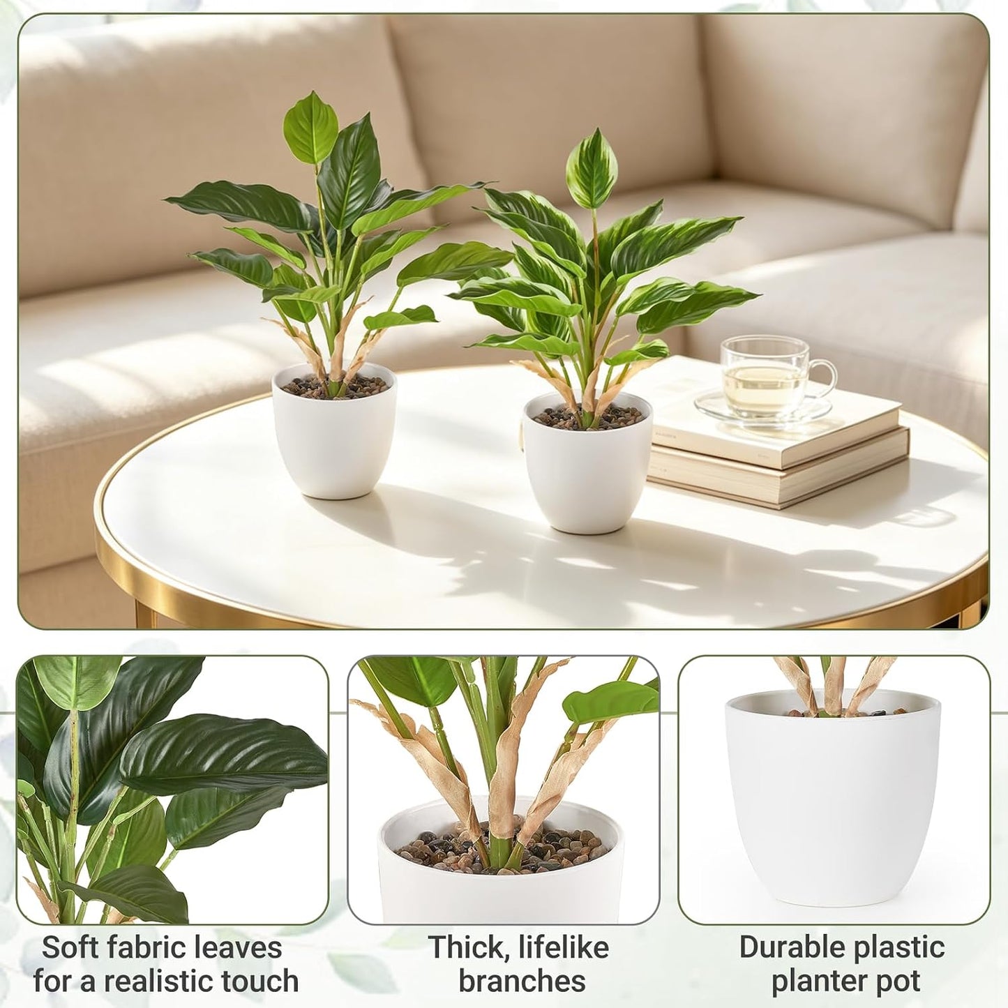 11" Potted Artificial Plants / Green / Set of 2