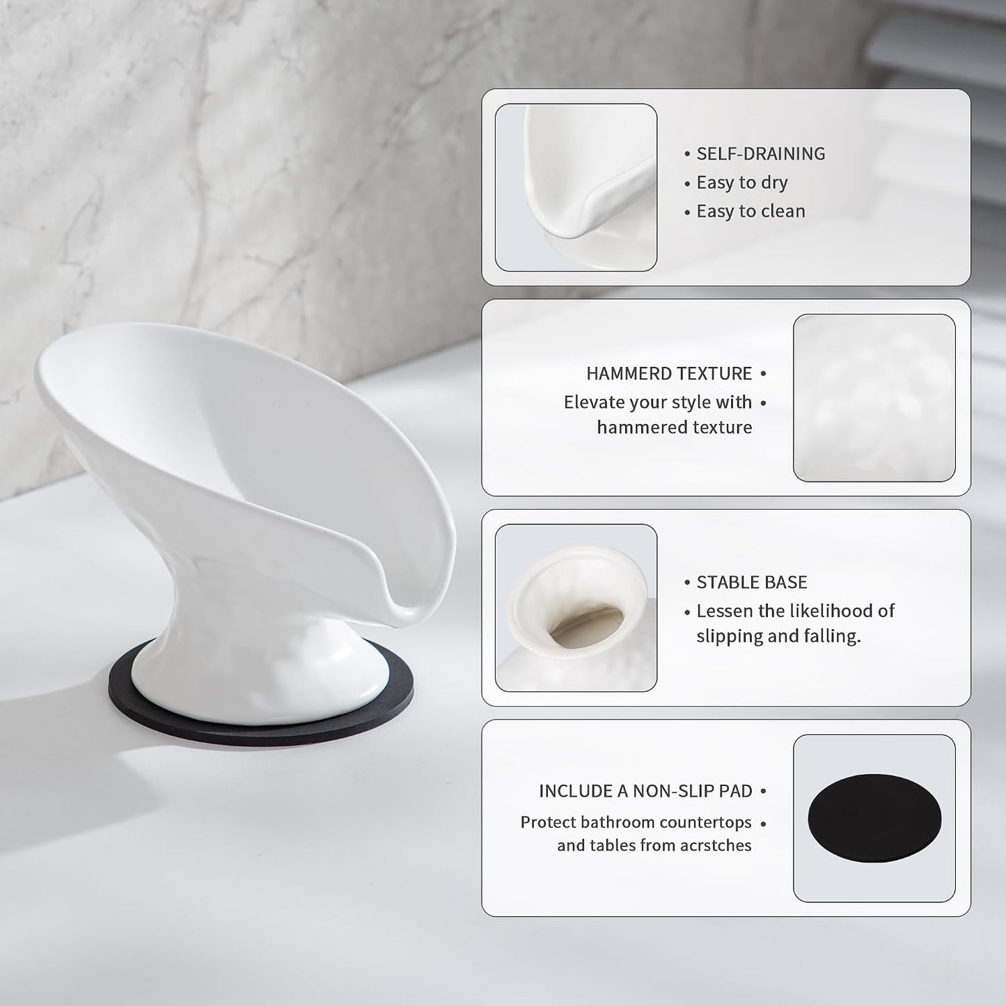 White Ceramic Soap Holder / Matte White