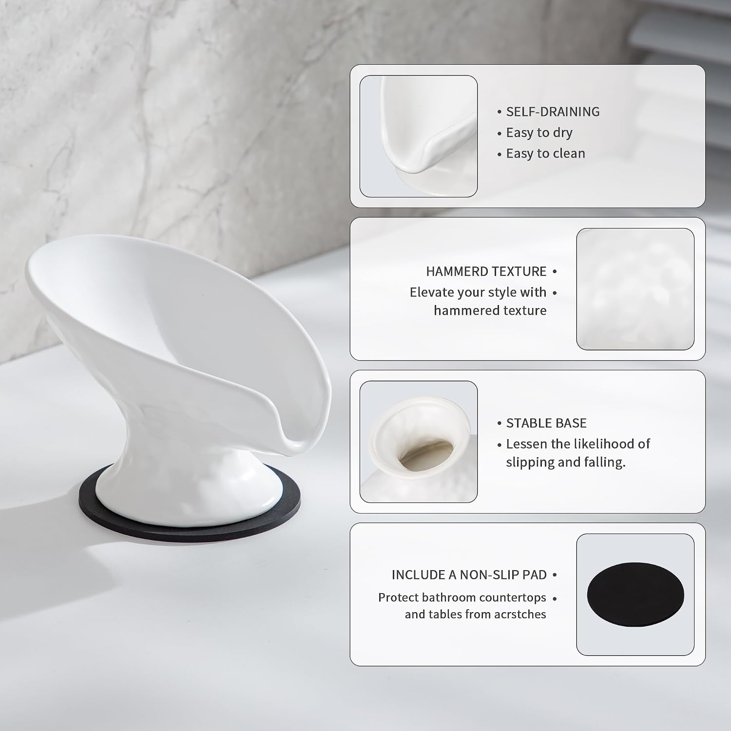 White Ceramic Soap Holder / Matte White