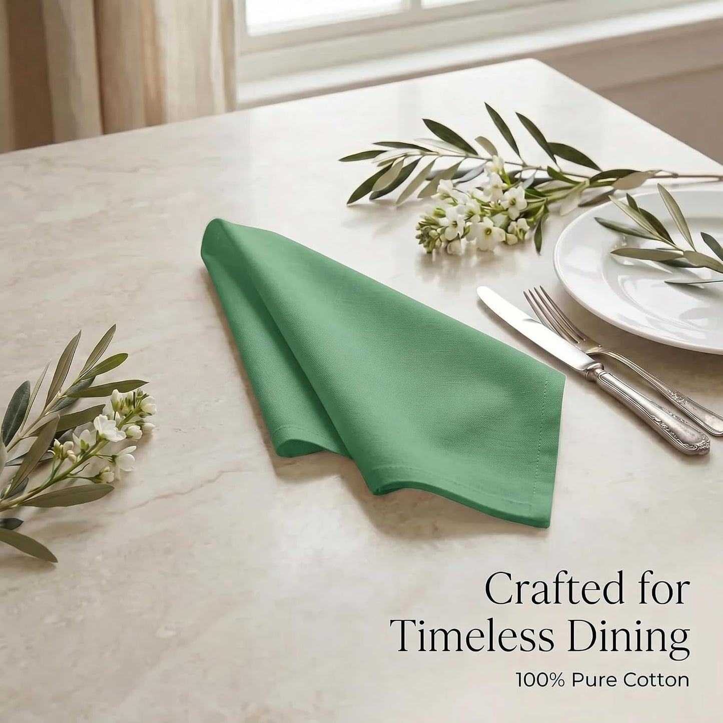 Urban Villa Cloth Napkins Cotton 20x20 (Set of 12) Geen