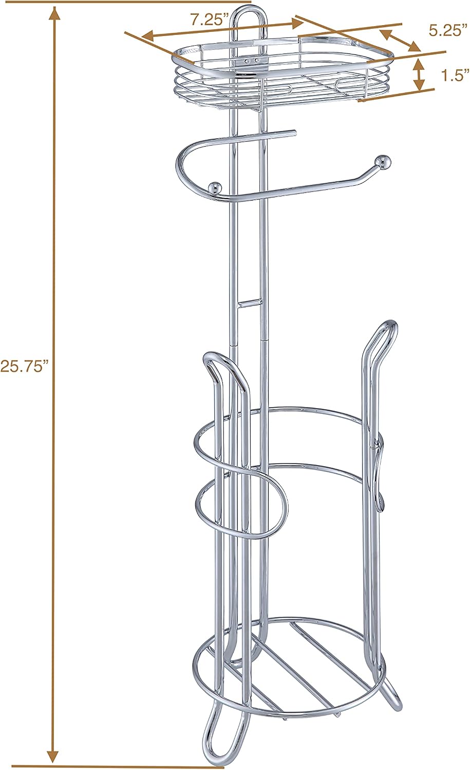 SunnyPoint Bathroom Heavyweight Toilet Tissue Paper Roll Storage Holder Stand with Reserve and Shelve, The Reserve Area