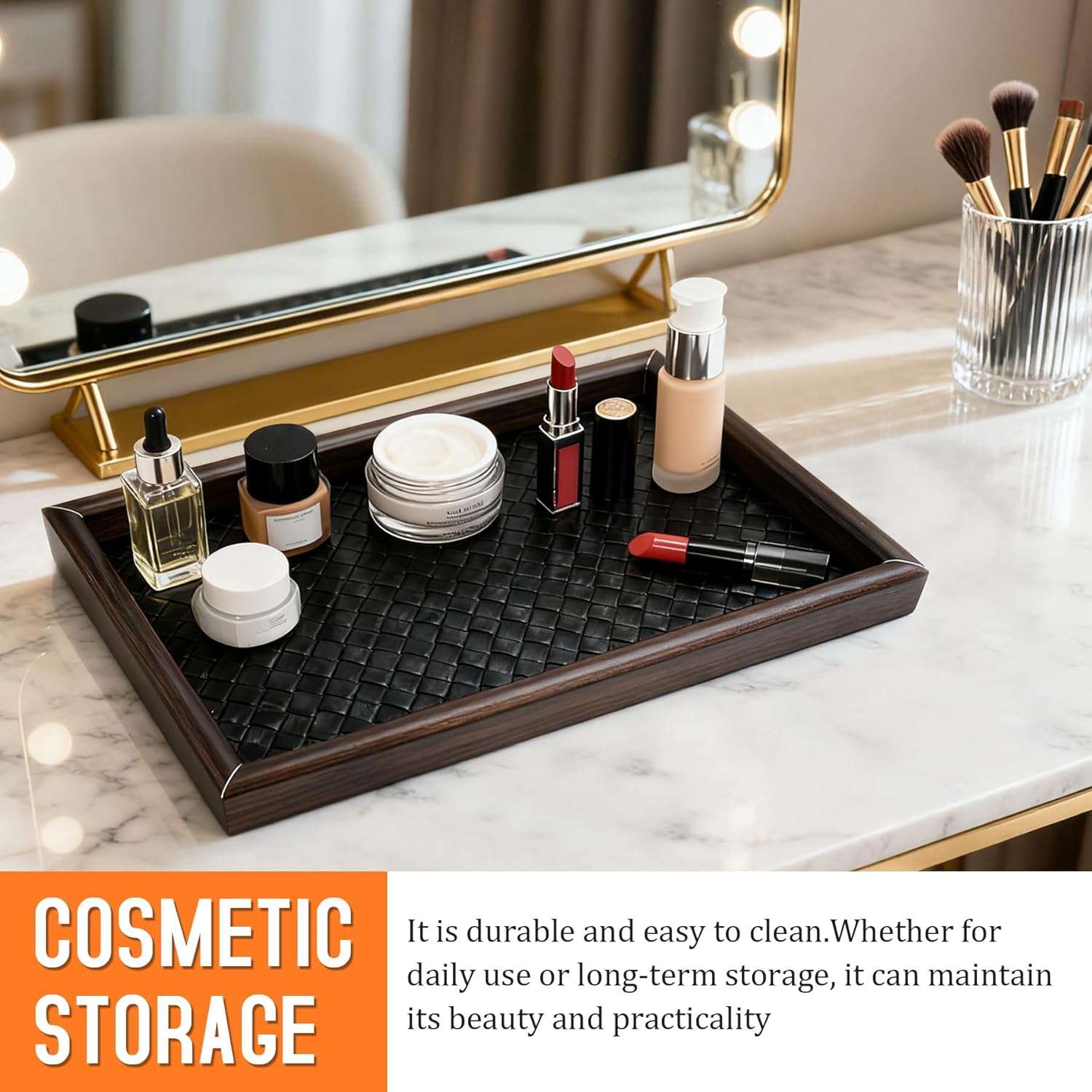 Wooden Valet Tray Desk Organizer