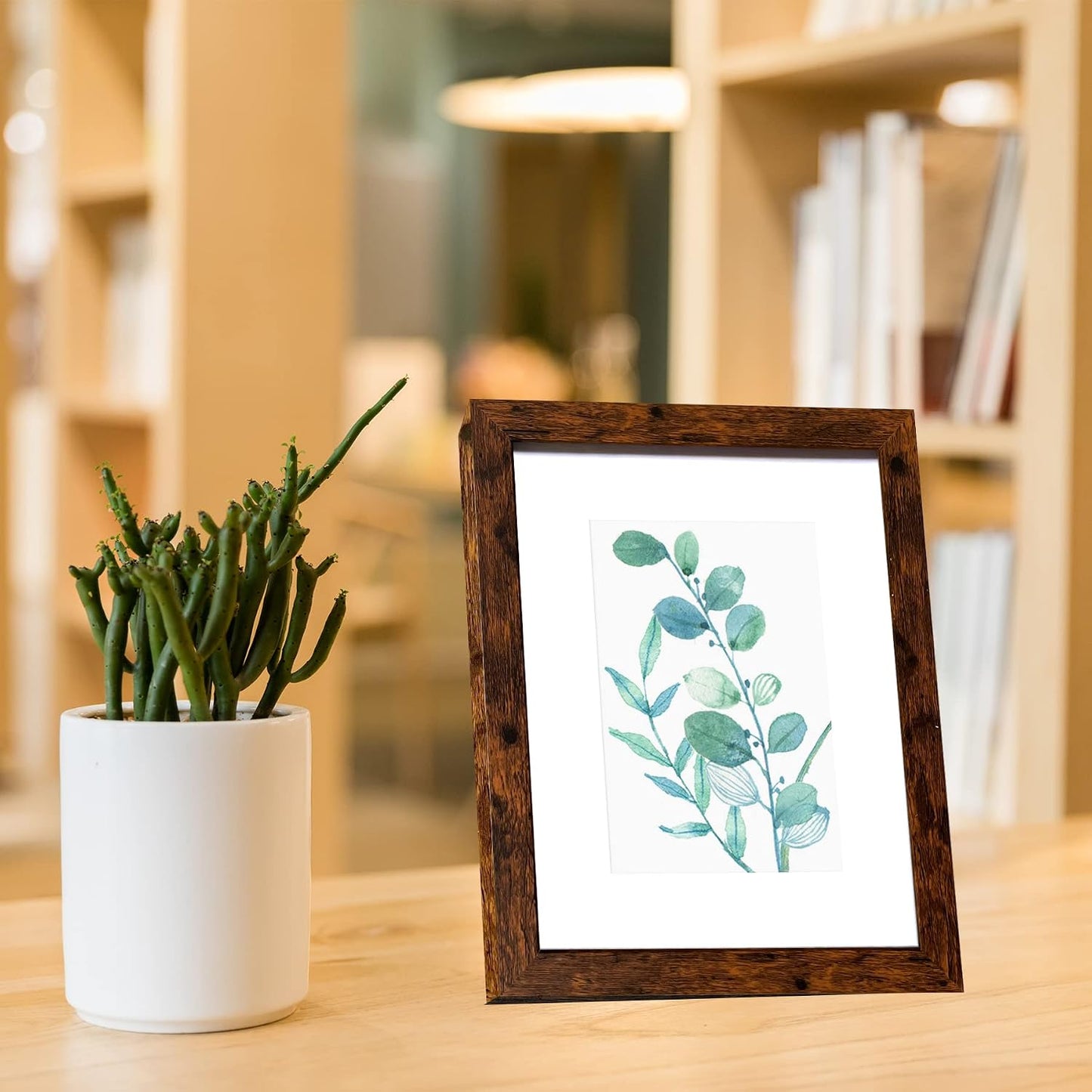 SESEAT 8x10 Picture Frame Dark Brown Set of 6, Display Pictures 5x7 With mat or 8x10 Without Mat