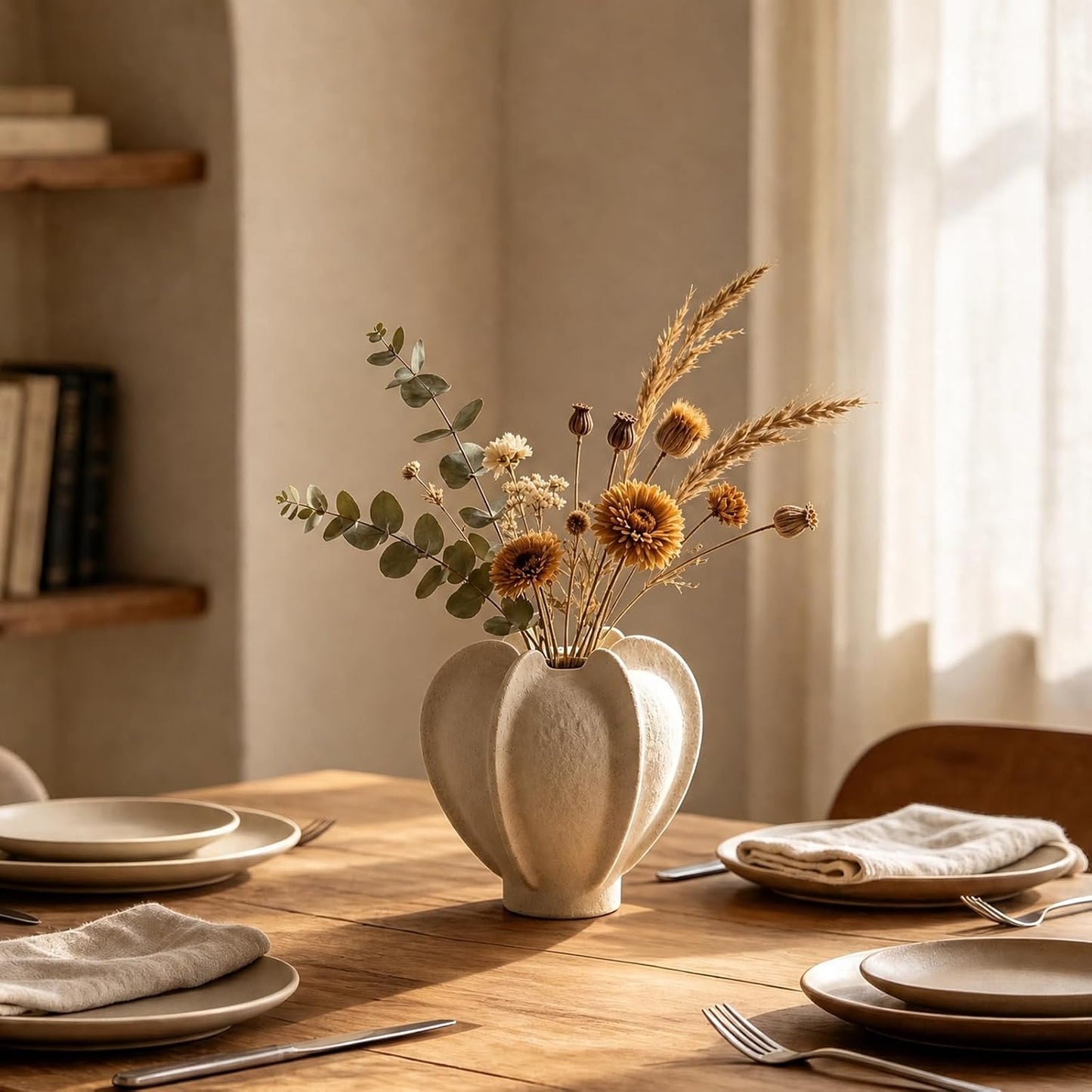 Ceramic Flower Vase Home Decor / Medium / Beige