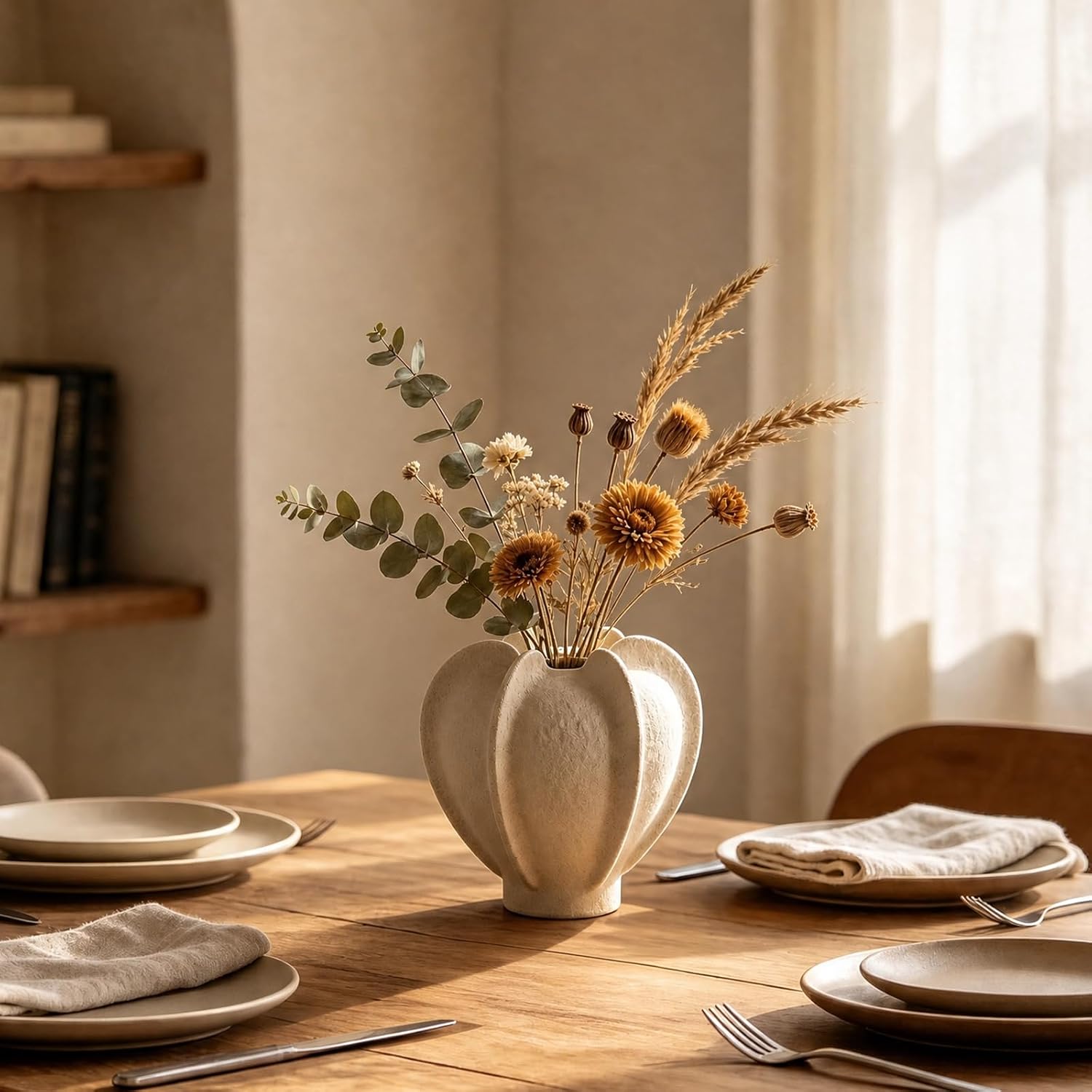 Ceramic Flower Vase Home Decor / Medium / Beige