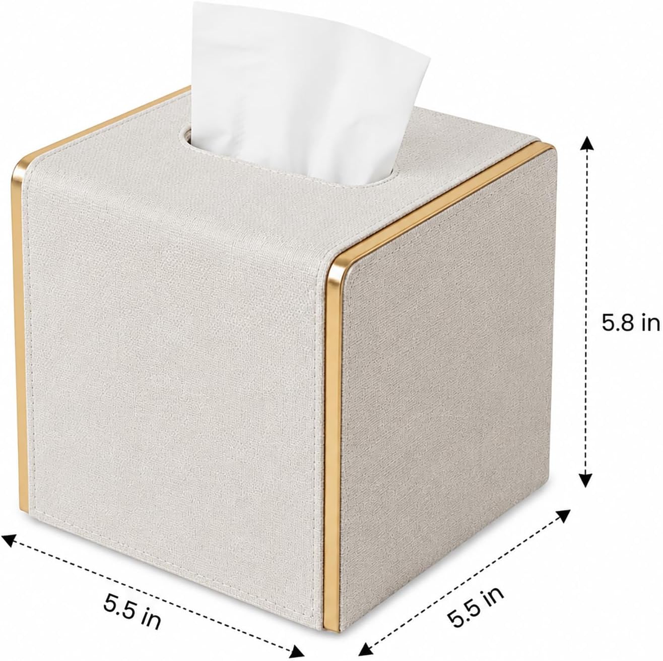 Linen Tissue Box Holder / Beige