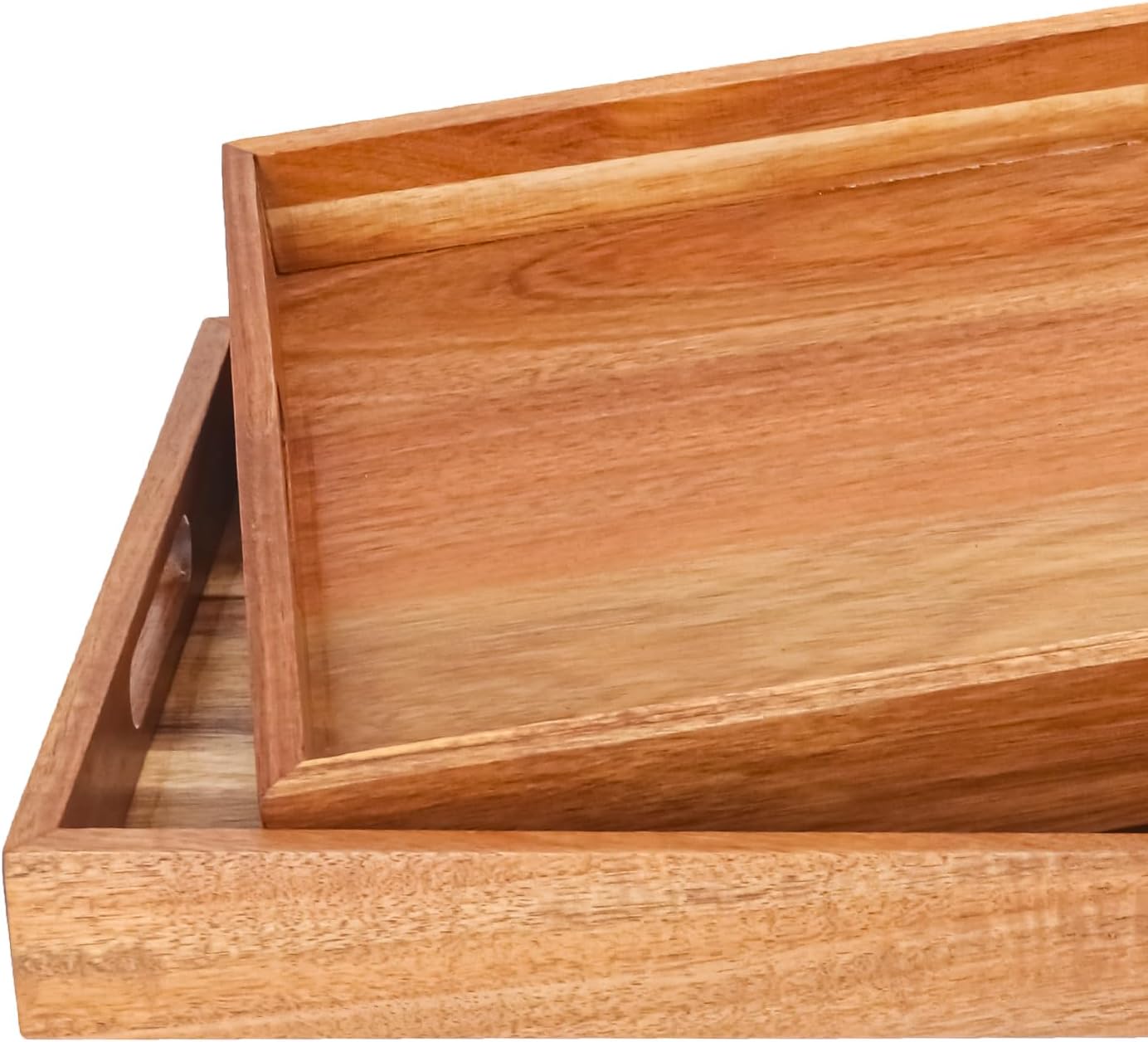 Acacia Wood Serving Tray / 15 x 10 / Set of 3