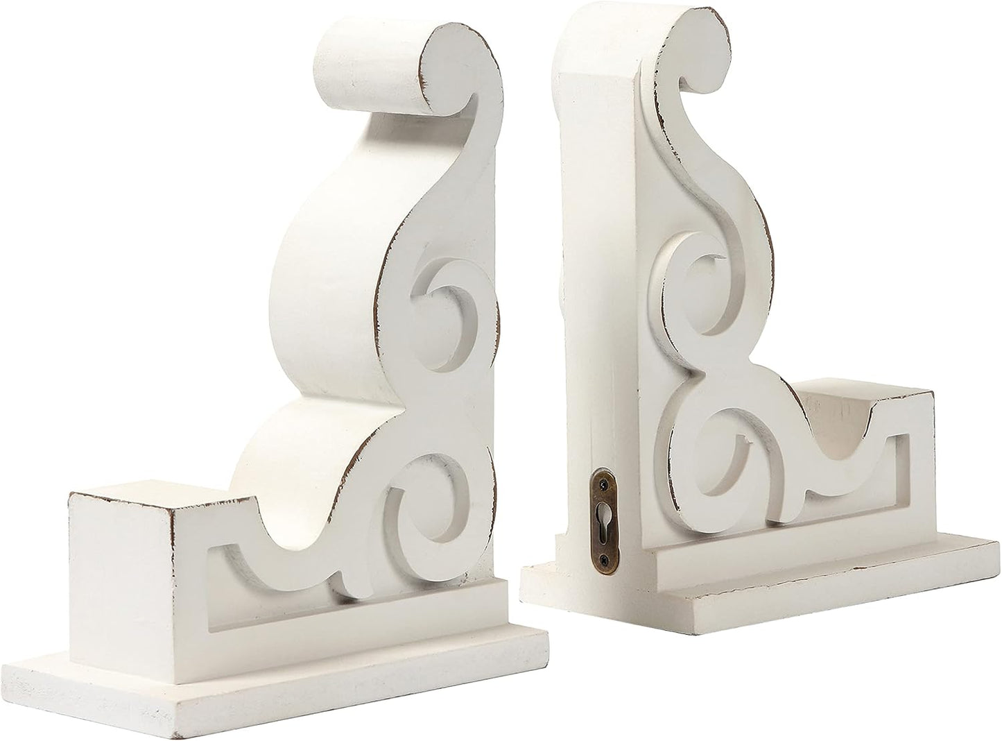 Distressed Farmhouse Bookends for Heavy Books / White / Set of 2