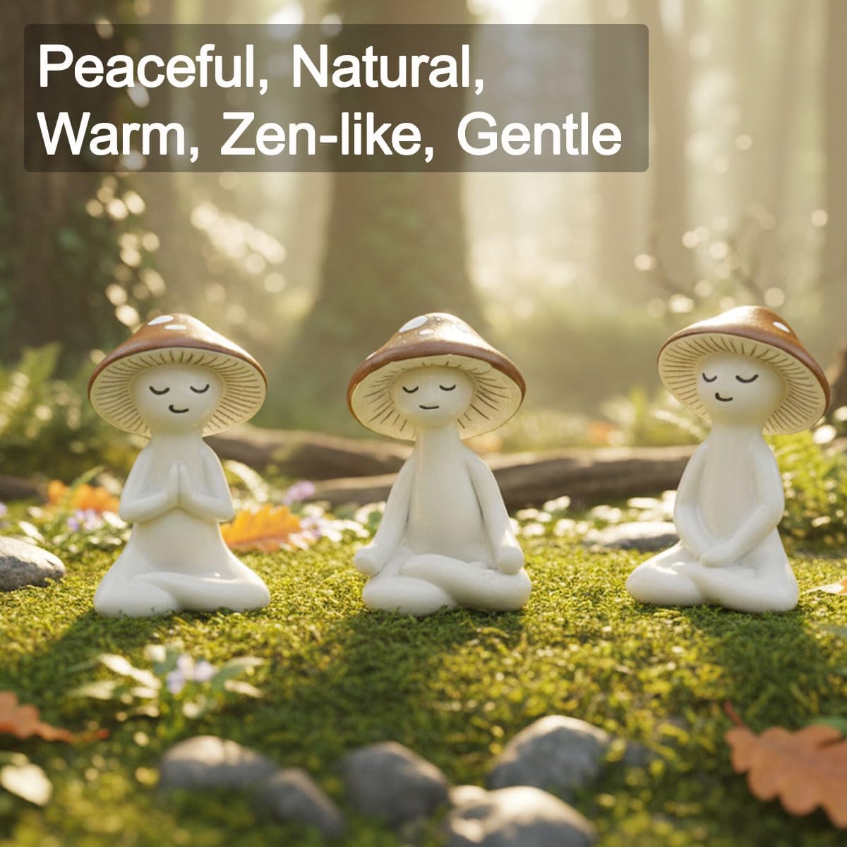 3-Piece Meditation Mushroom Figurine