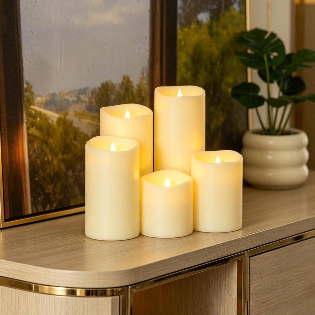 kakoya Flameless Candles with Remote Control and Timer,Flickering Battery Operated LED Pillar Candles Plastic Set of