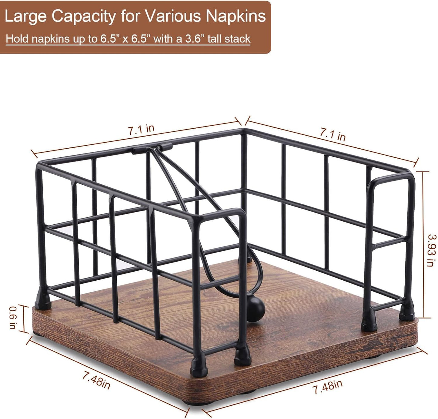 Modern Farmhouse Metal Napkin Holder / with Weighted Arm