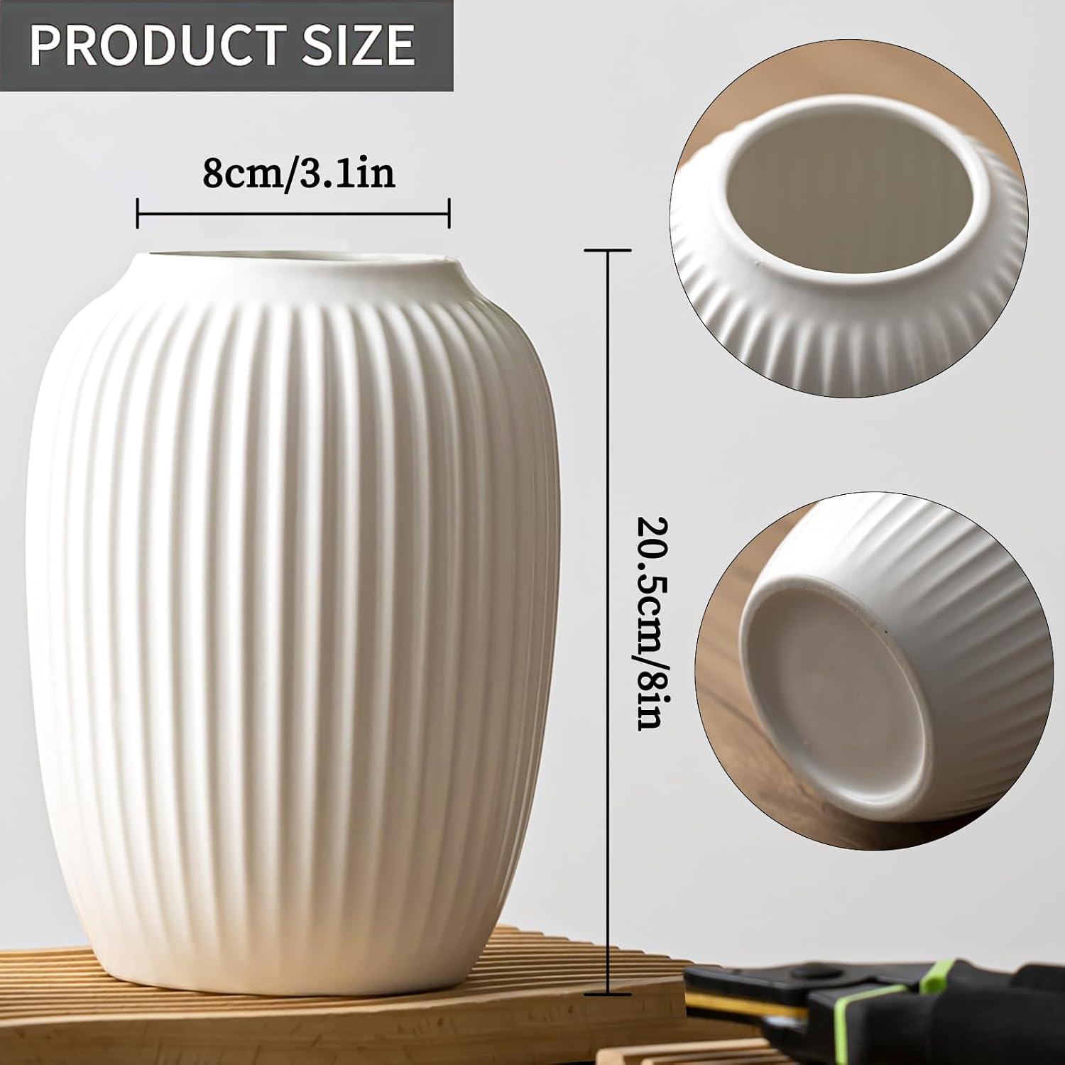 White Ceramic Vase for Modern Home Decor / White-b / Small