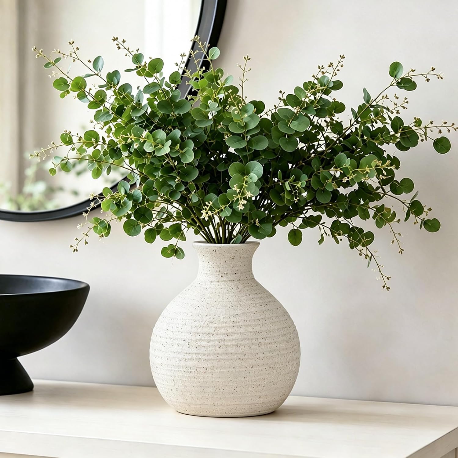 Ceramic Flower Vase Home Decor White Small Vase Decorative Table Farmhouse Vases / Modern White-v14