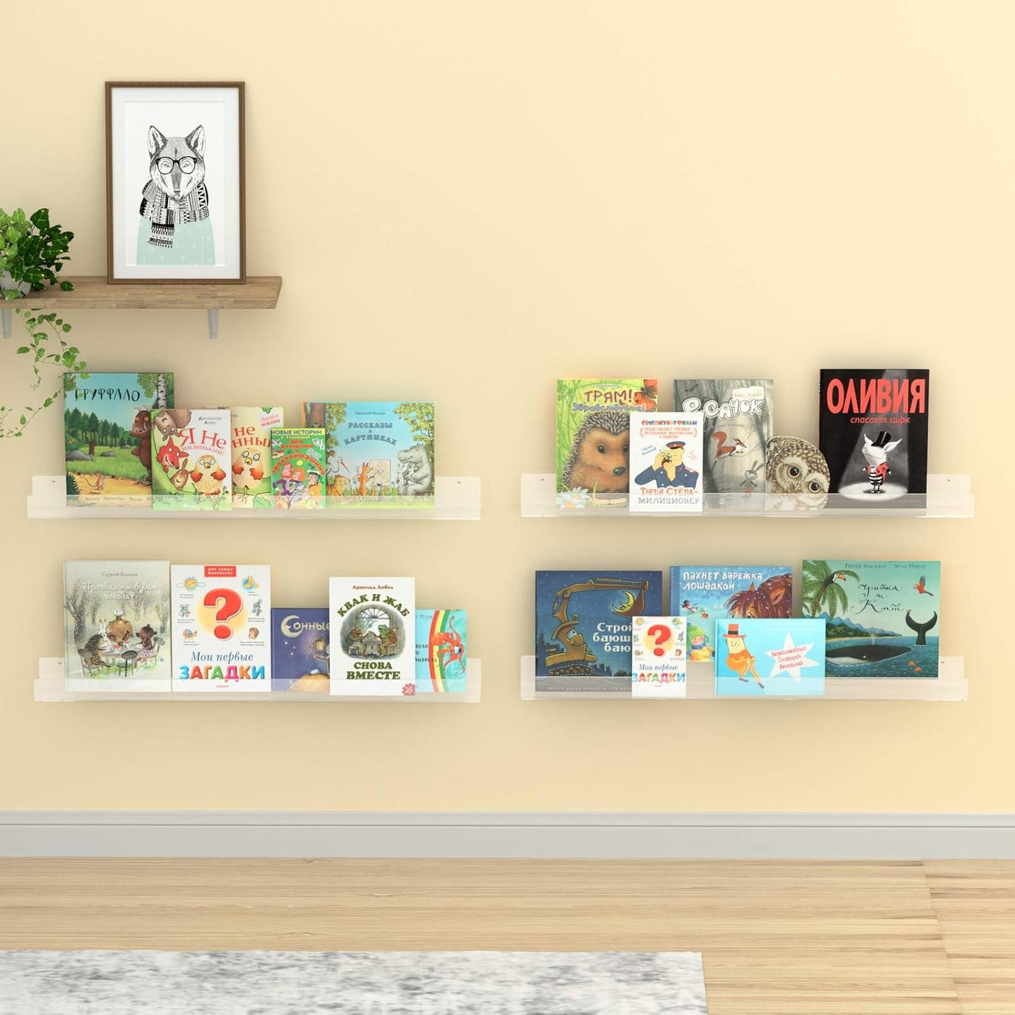 NIUBEE 36”Acrylic Floating Bookshelves for Kids Wall Bookshelves 1 Pack | Premium Acrylic 50% Thicker with Screwdriver
