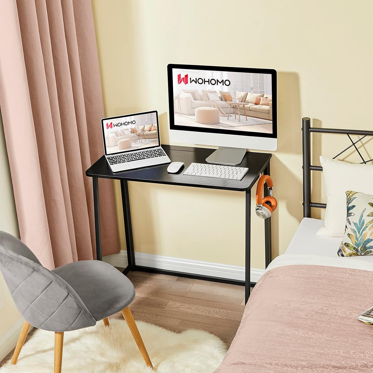 Folding Computer Desk / 31.5 x 15.7 / Small Size / Black