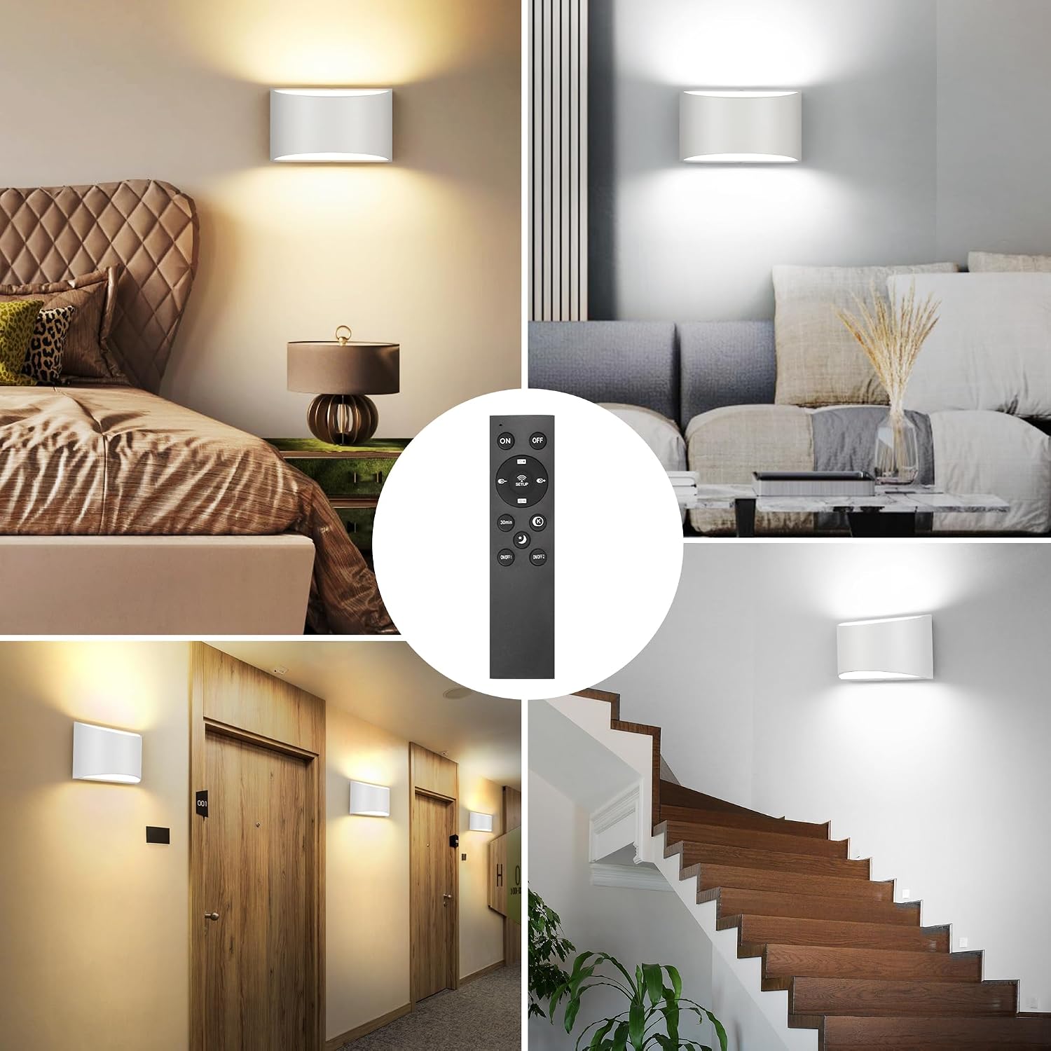 TRLIFE Modern LED Wall Sconces, Remote Control Dimmable and Adjustable Color Temperature 3000K~6000K Aluminum 12W