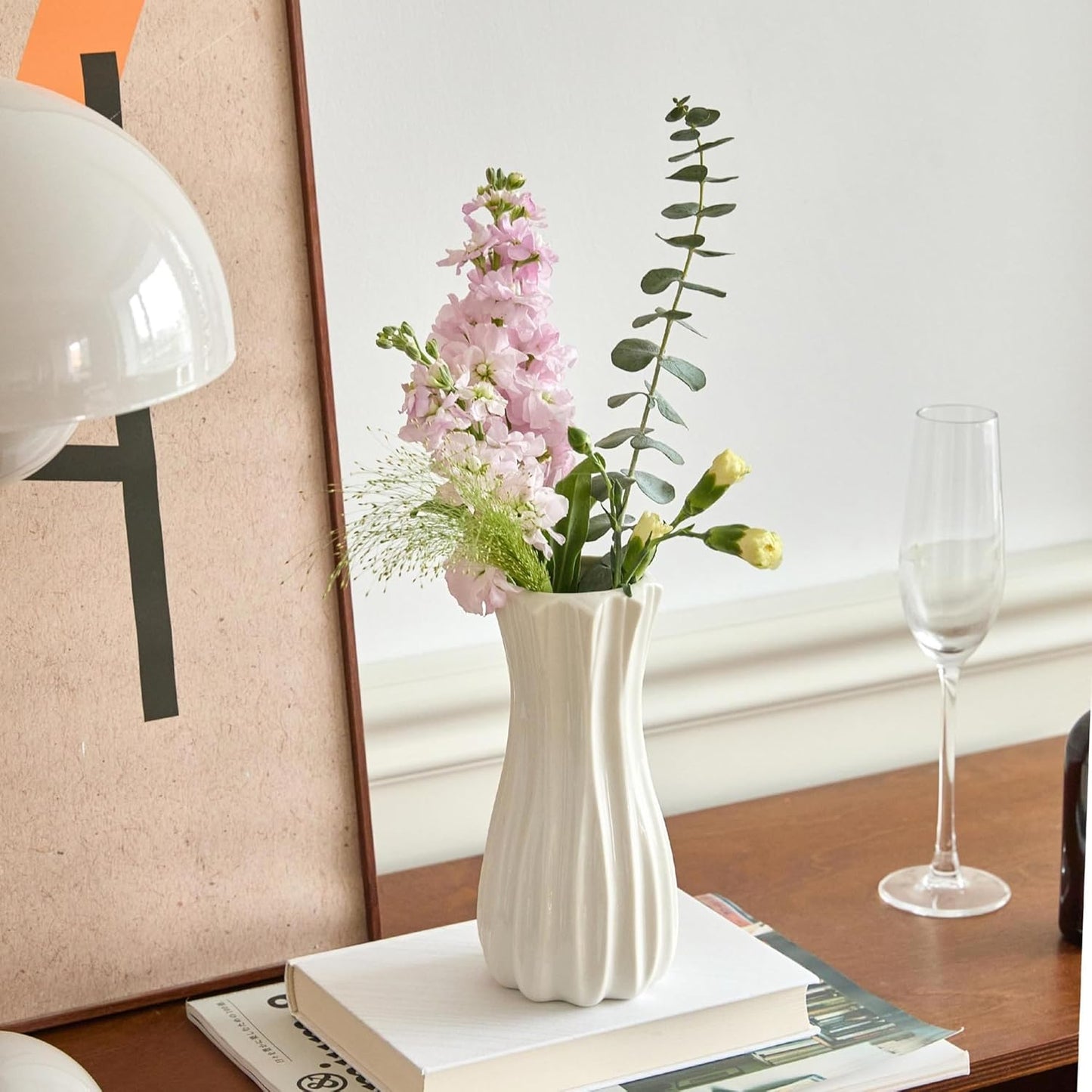 Ceramic Vase / Vase-03 / White / 8 Inch