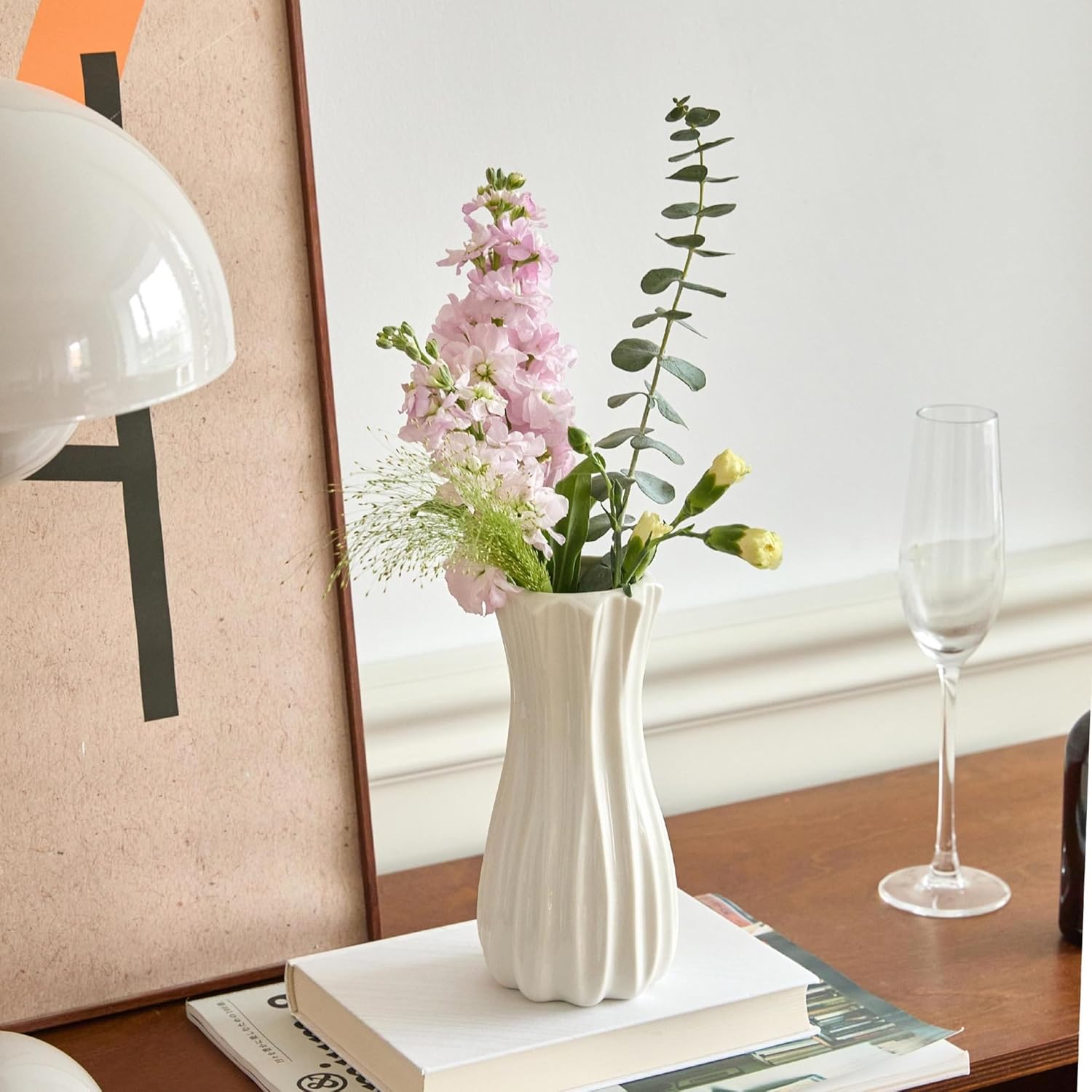 Ceramic Vase / Vase-03 / White / 8 Inch