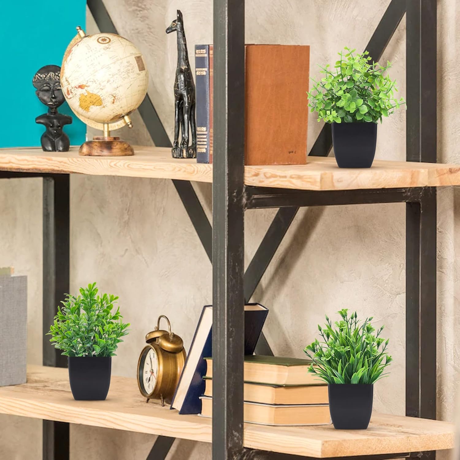 Fake Plants Mini Artificial Plants / Green / Set of 6