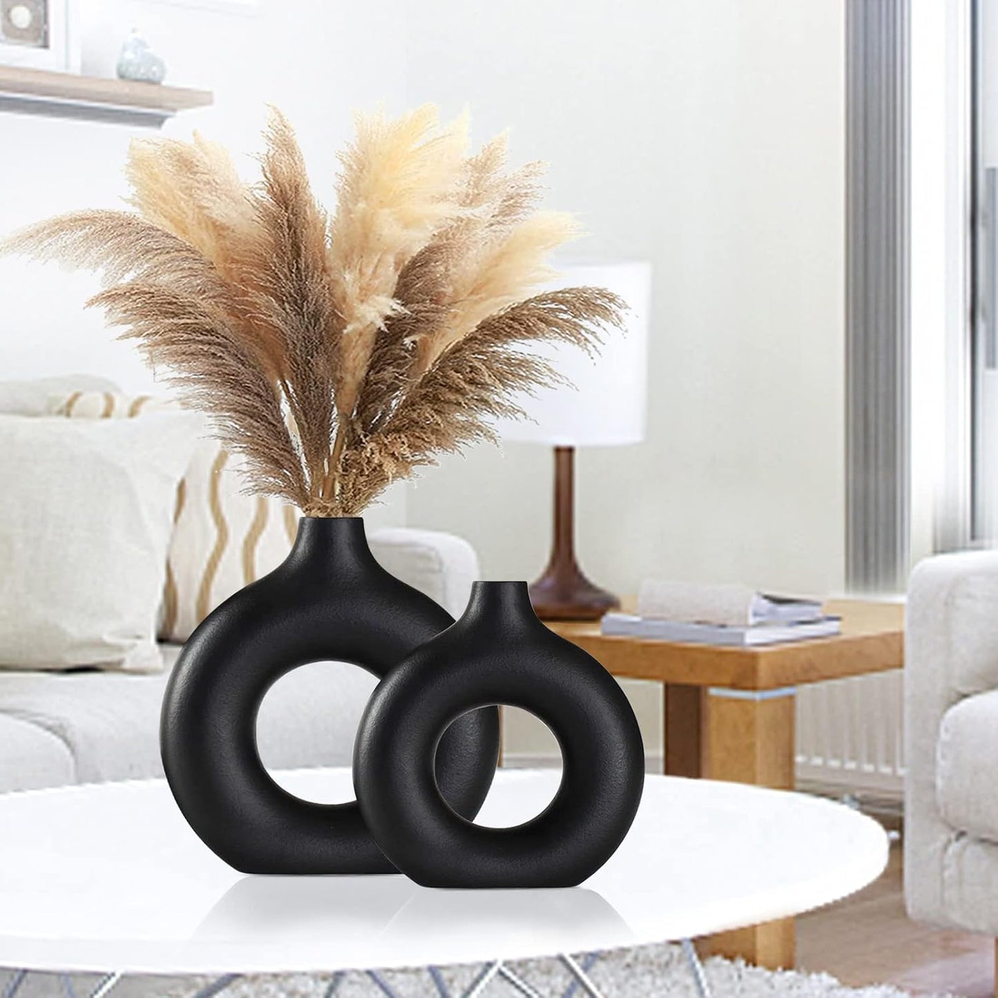 Ceramic Vase for Modern Home Decor / Black / Small + Big
