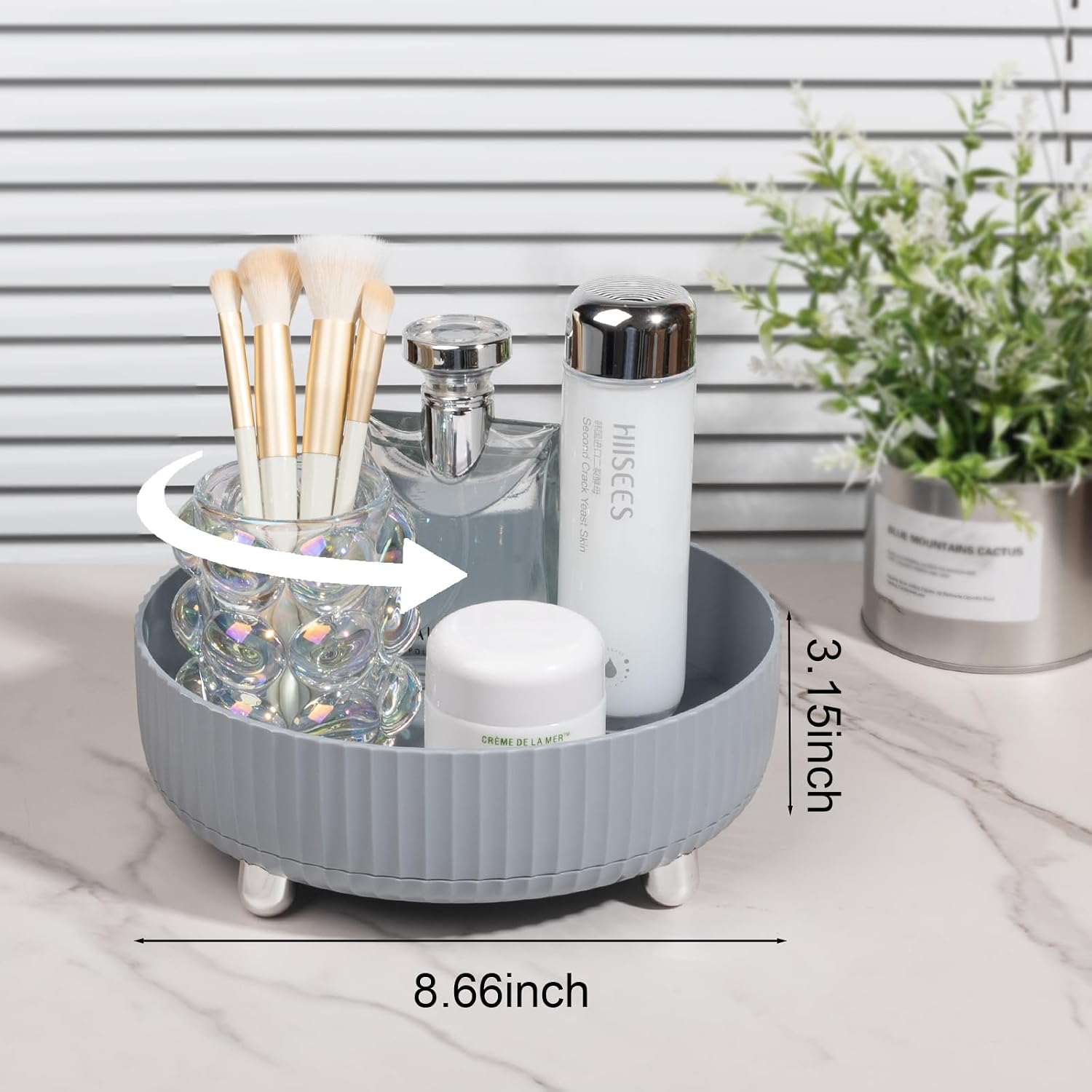 Makeup Perfume Organizer Tray 360 Degree Rotating Lazy Susan Skincare Lotion / Gray / Set of 9
