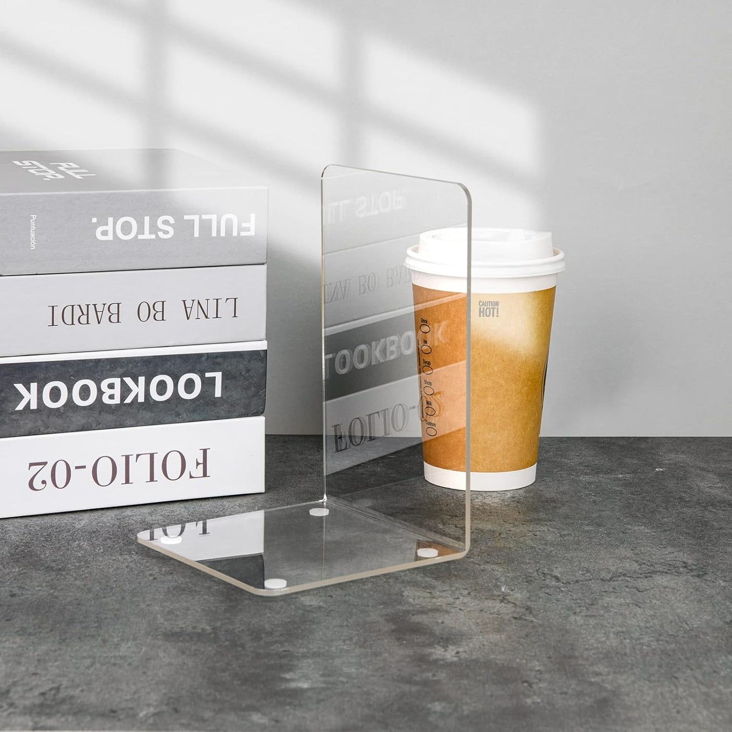 Acrylic Book Ends / Clear / Set of 8