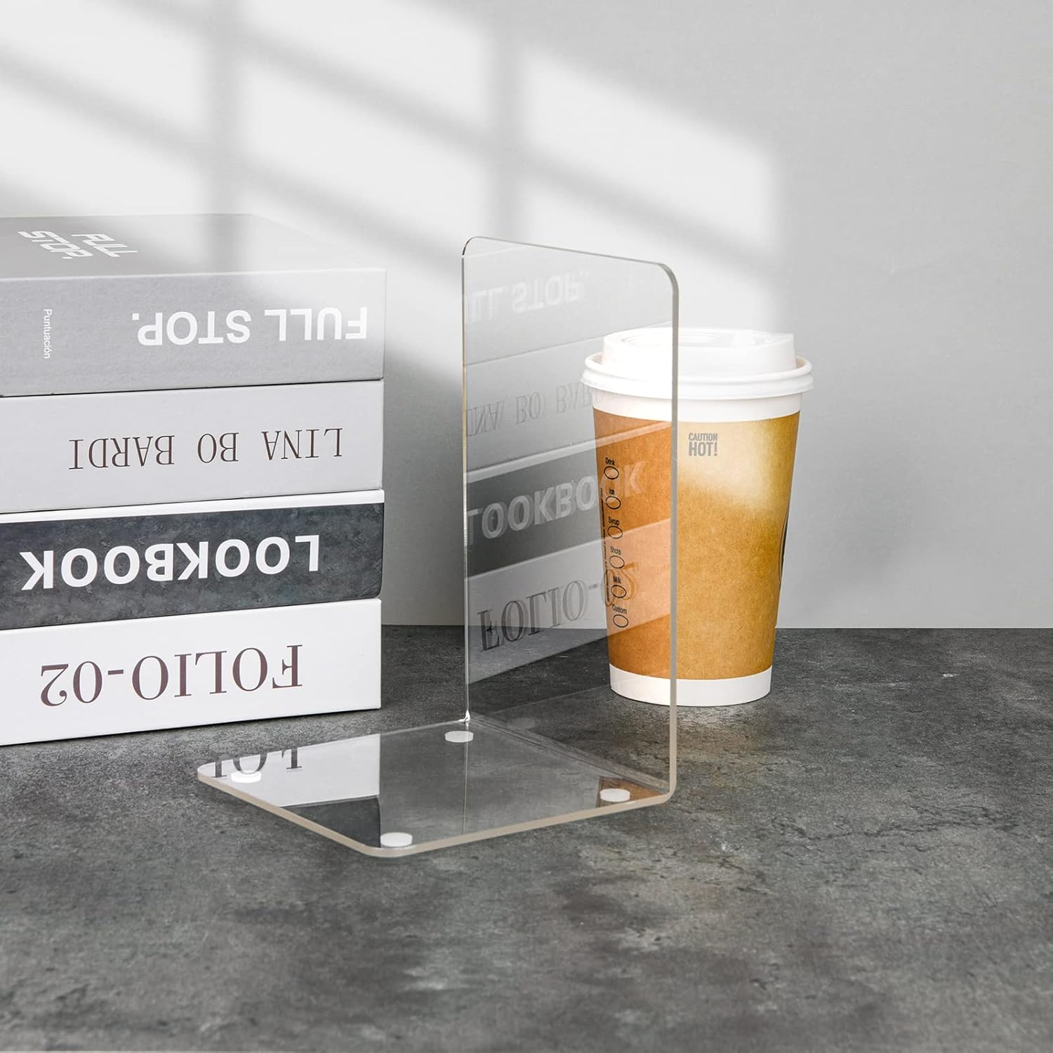 Acrylic Book Ends / Clear / Set of 8