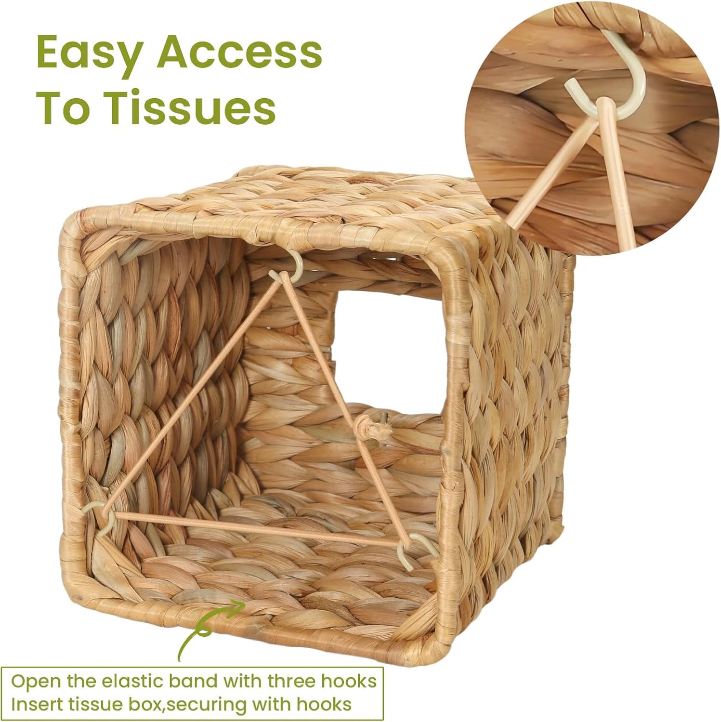 Water Hyacinth Square Tissue Box Cover / 5.8 " Square / Natural
