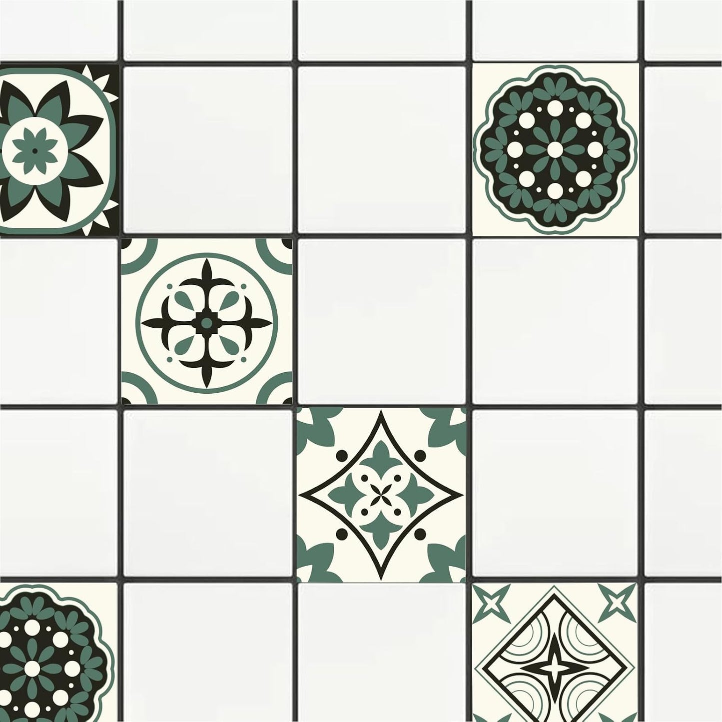 Flower Pattern / Moss Green / Set of 36